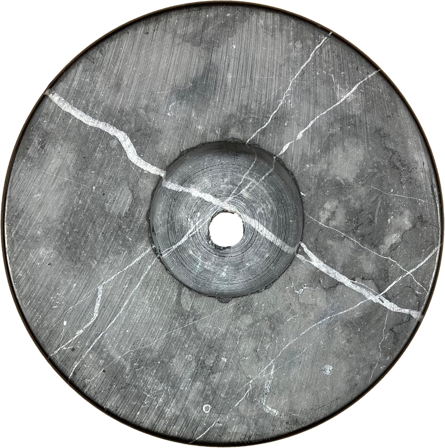 Lamp/Sculpture Base-Marble-6"-Round: Black or White (1 Pc.) (6" Marble-Round-White-w/Cord Hole)