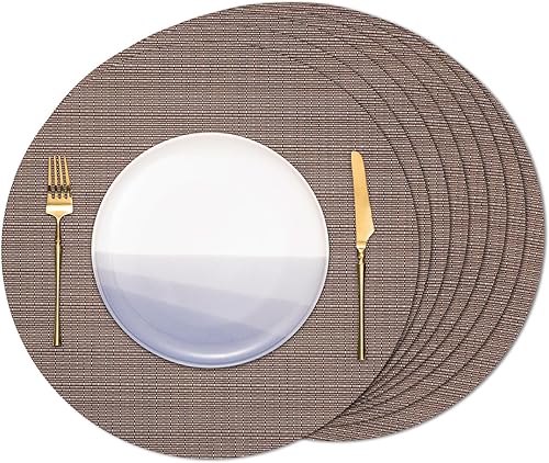 Miniatura 37 de Manteles redondos de vinilo resistentes al calor, juego de 6 unidades, 38 cm, lavables, antideslizantes, para mesa de comedor, manteles tejidos para