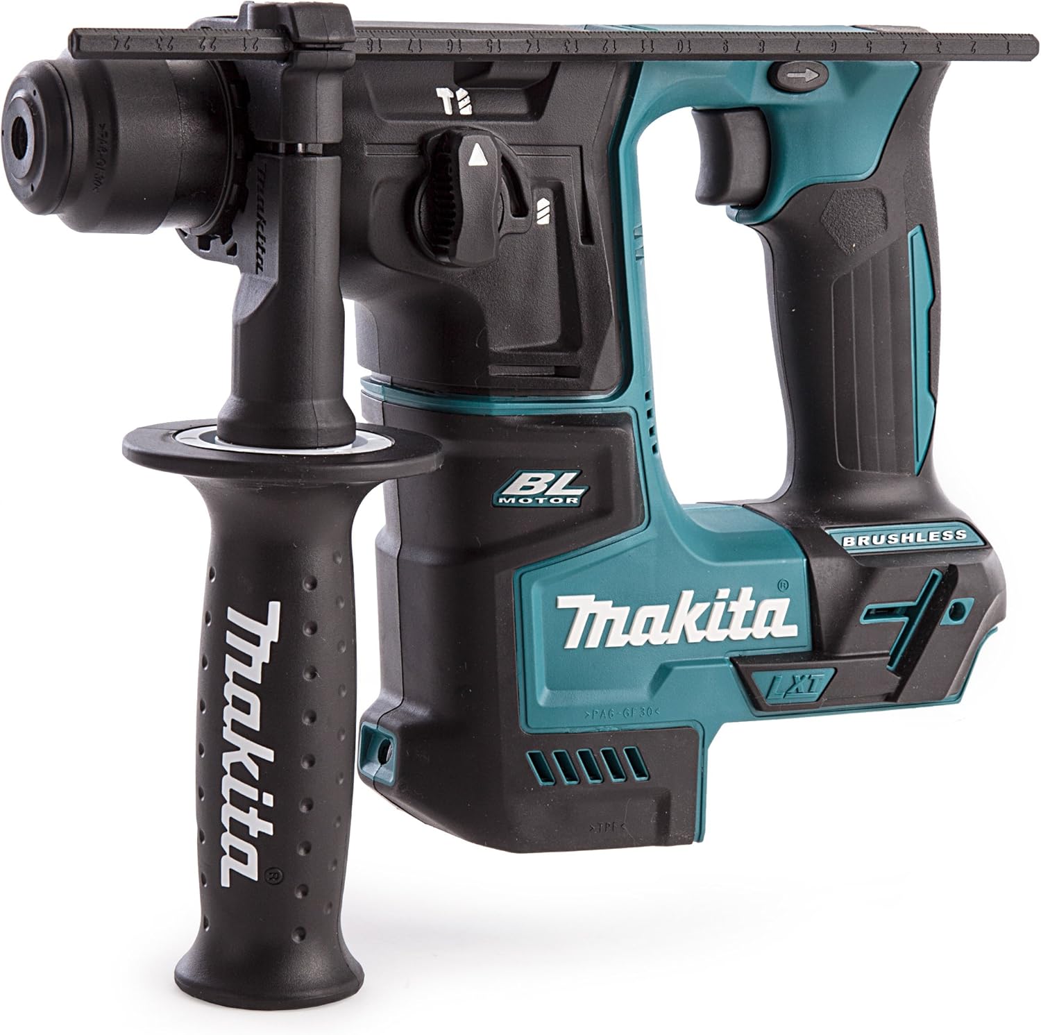 Makita DHR171ZJ Bohrhammer, 18 V, 2 Functions, Portable, SDS-Plus, 13mm, Battery Powered, Lightweight, Variable Speed, Reversible, With Auxiliary Handle and Depth Stop