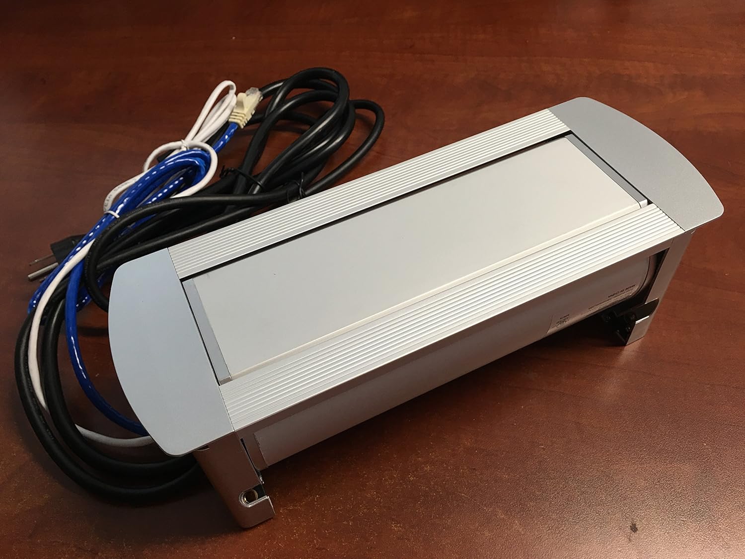 Impecgear Power Plug in-Desk Power Center Table Top Grommet Furniture Power Data Center 2 Cat6/1 HTML/2 Power Outlet/2 USB/1 USB Pass Thru(Silver)