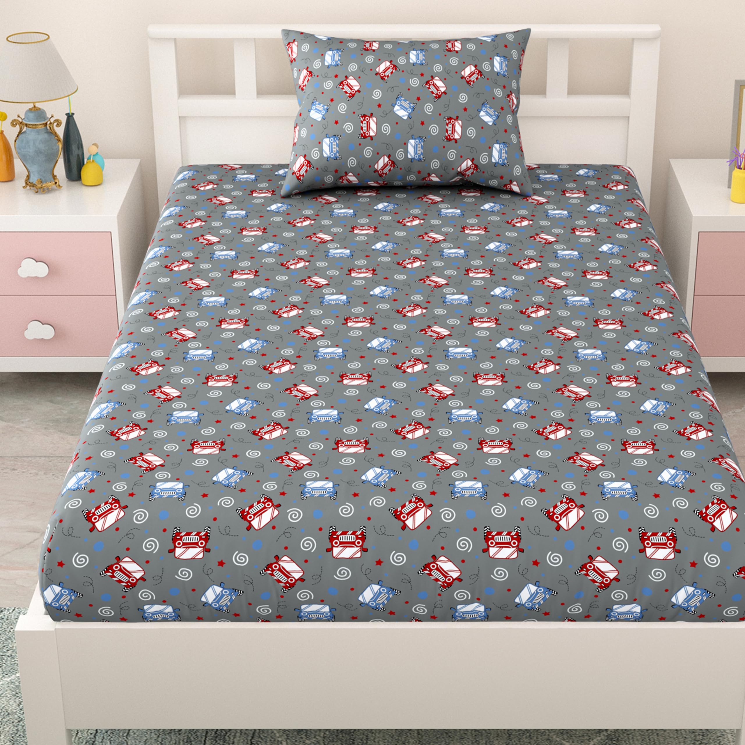 Coo Coo by Mafatlal Pure Cotton Single Bedsheet for Kids with 1 Pillow Covers, 144 TC (90x60 inches)-picture-11