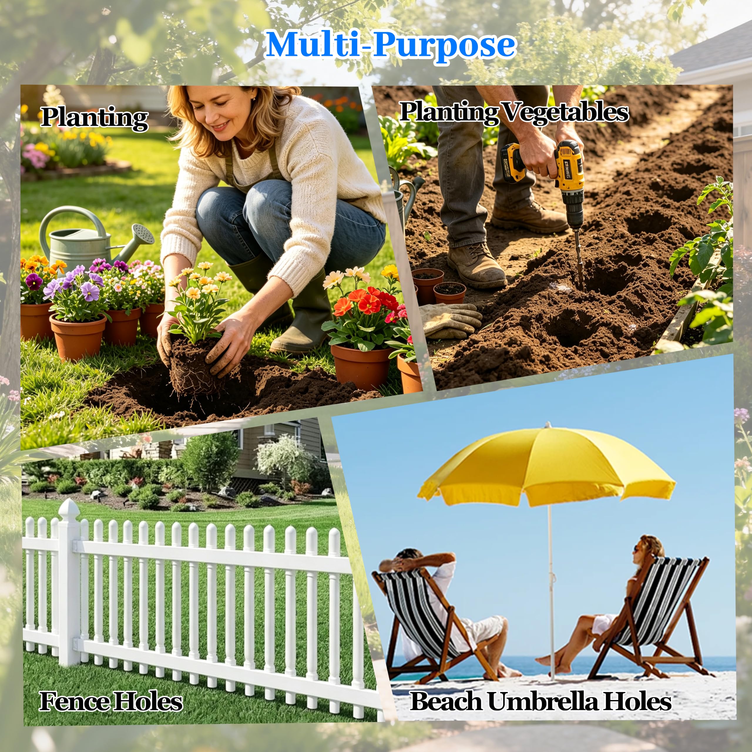 Planting Auger Drill Bit with Extension, 3/8" Hex Drive Gard -6