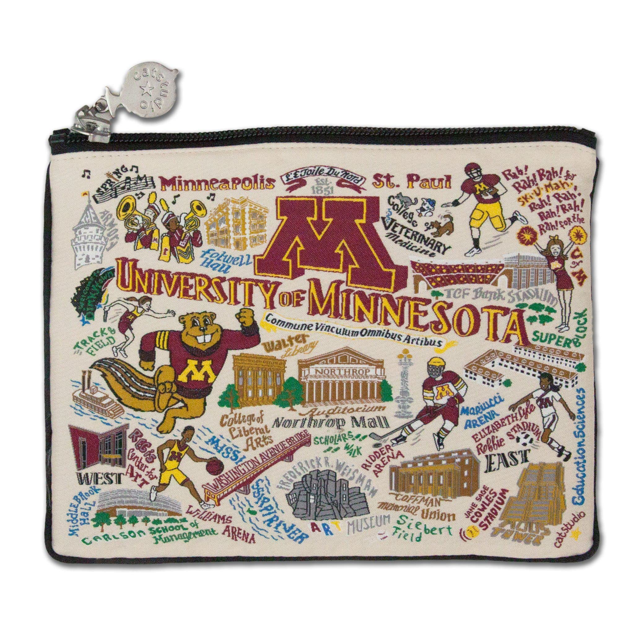 catstudio University of Minnesota Collegiate Zipper Pouch Purse | Holds Your Phone, Coins, Makeup, Dog Treats, & Tech Tools