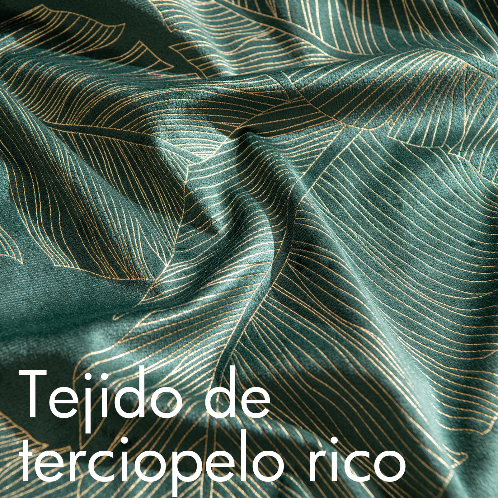 MIULEE Cortinas de Terciopelo con Estampado de Hojas de Oro, Verde, 2 Piezas, 140 x 245 cm (An x L), Elegante Decoración de Dormitorio, Suave