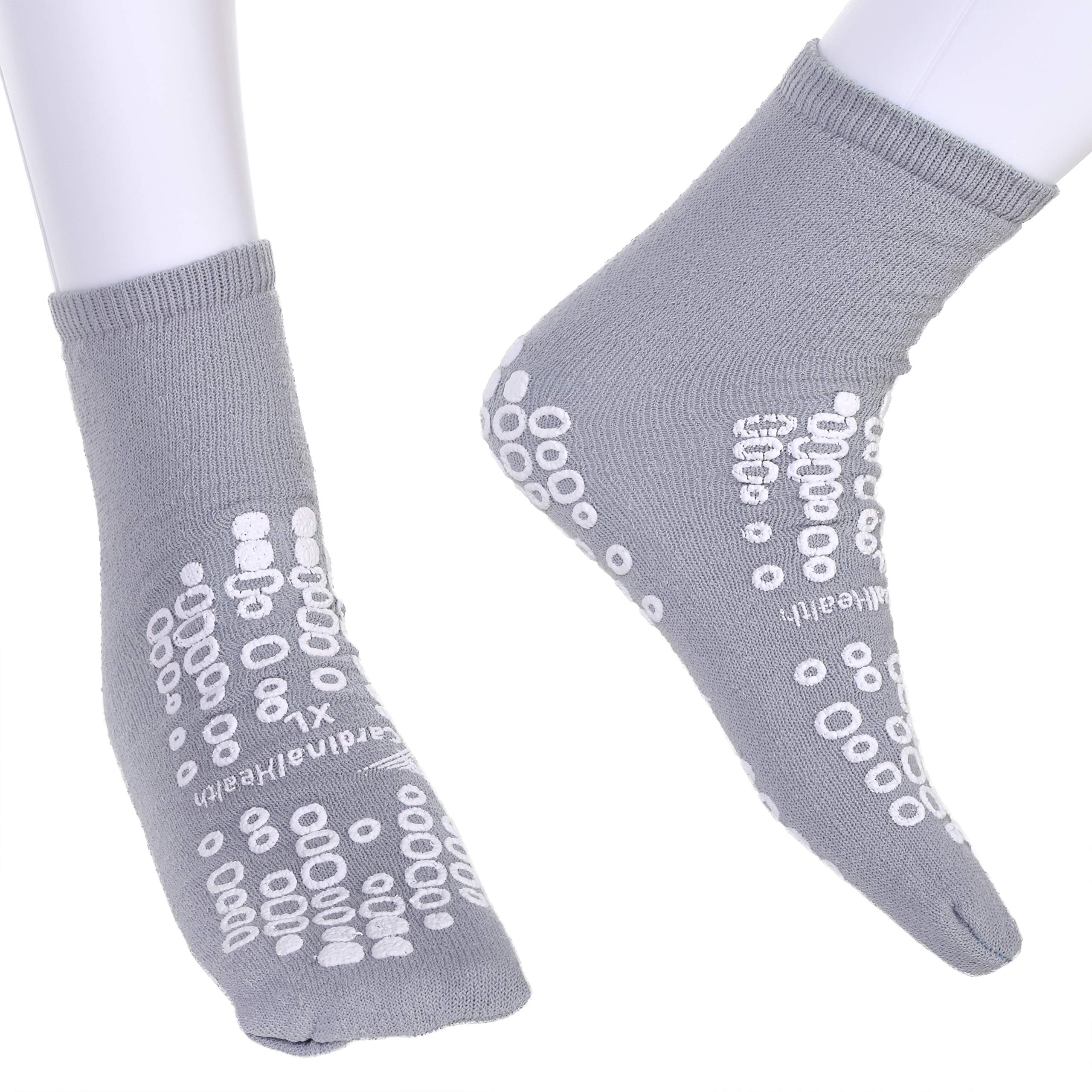 Cardinal Health™ Terry in Double Tread Patient Safety Slippers, Gray, X-Large, Case of 48 pairs