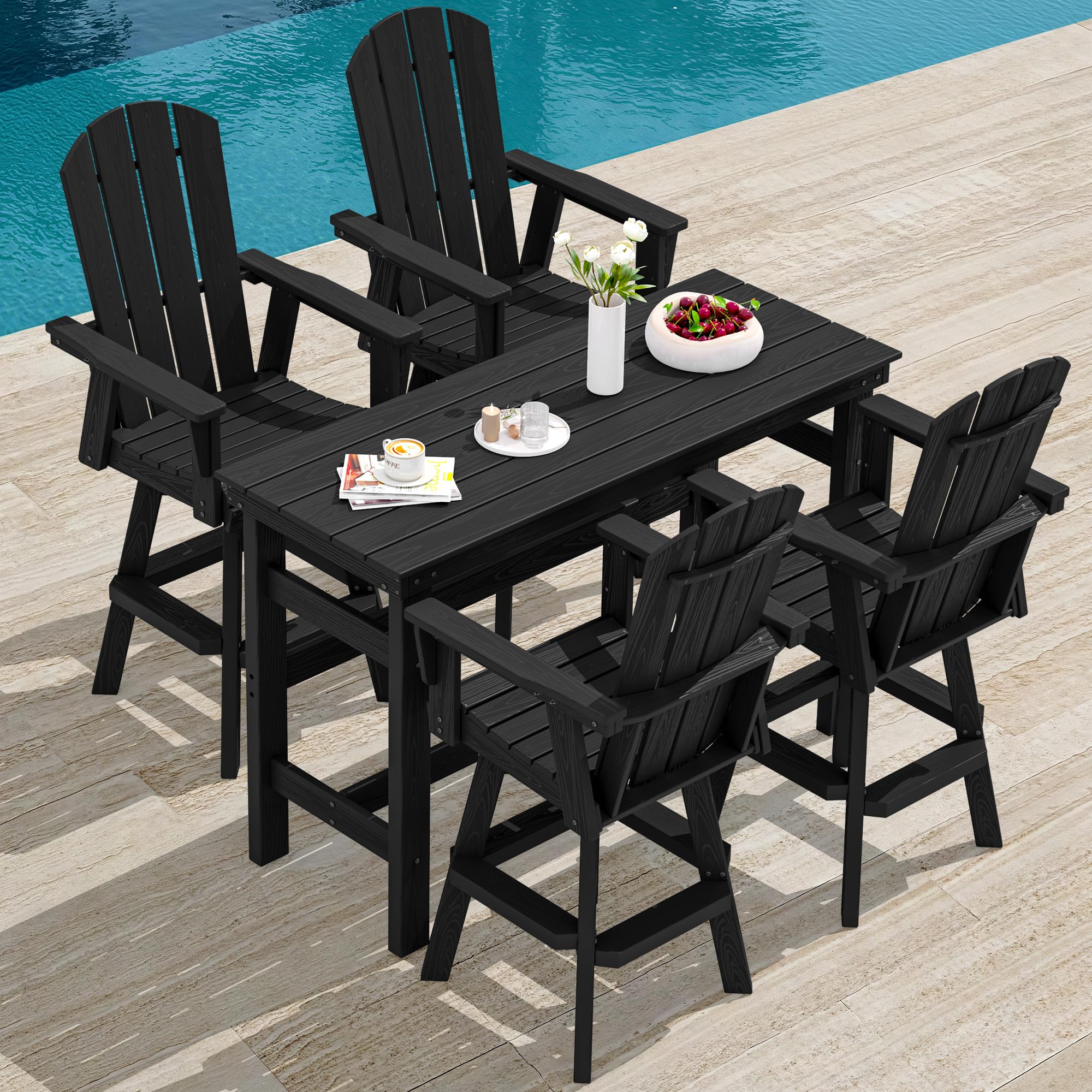SERWALL 5-Piece Swivel Adirondack Bar Set