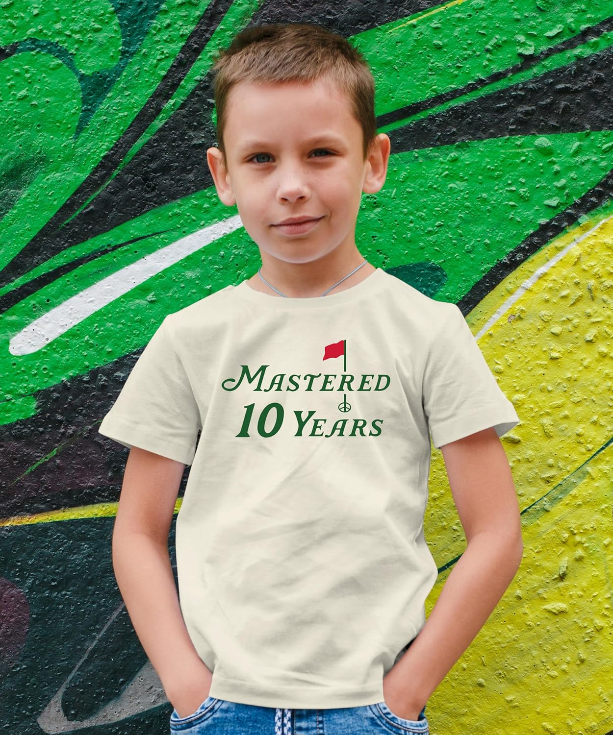 Olive Loves Apple Mastered 10 Years Golf Shirt for Boys & Girls 10th Birthday Party Golfing Theme T-Shirt for Kids - Image 3