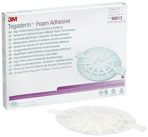 3M(TM) Tegaderm(TM) - Apósito adhesivo de espuma de alto rendimiento, 90613, ovalado (paquete de 30)