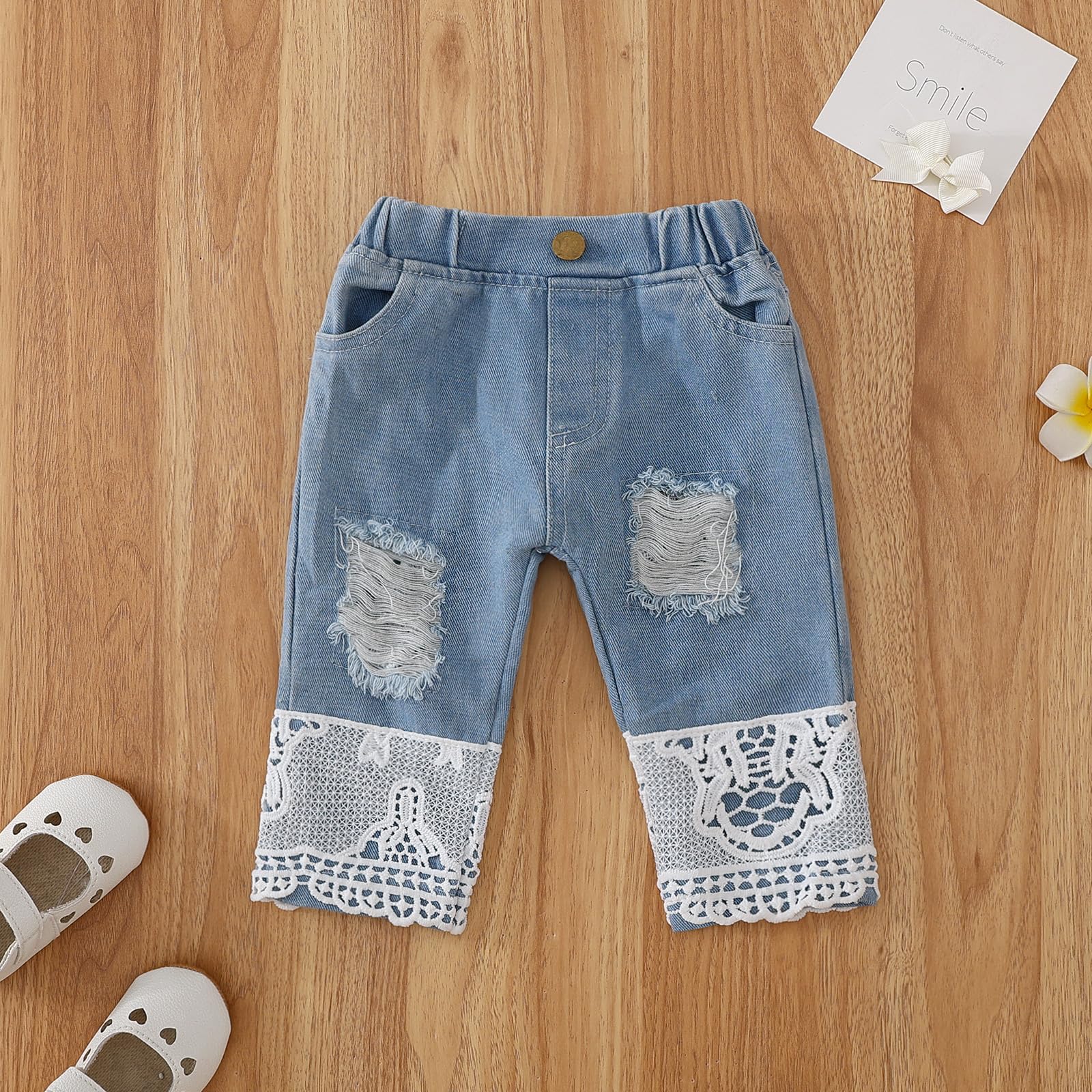 Conjunto de ropa para bebé niña pequeña y mameluco + pantalones vaqueros