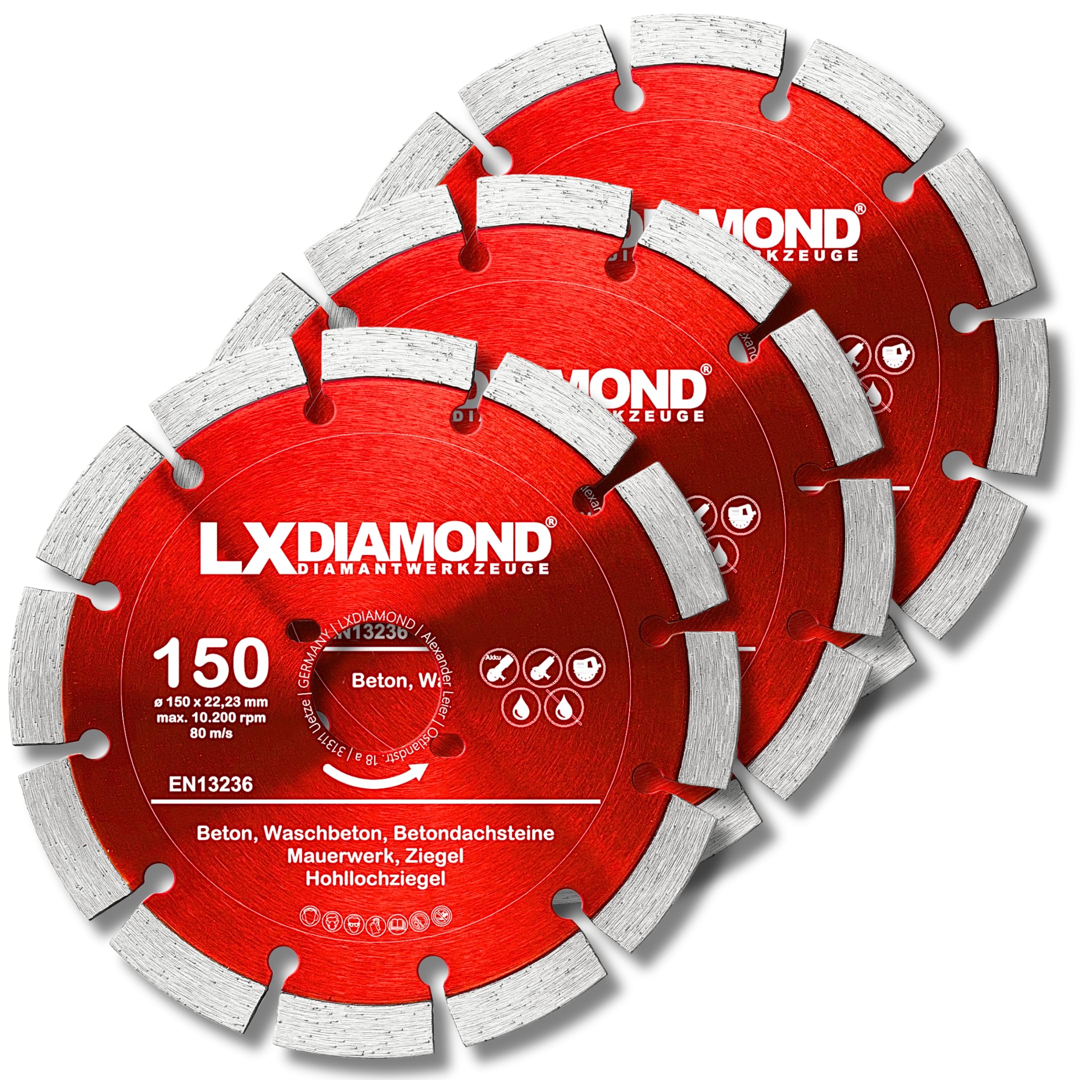 3x Diamant-Trennscheibe 150mm - Diamantscheibe passend für Bepo FFS 150 151 Montagefräse Fensterfugenschneider - 150 mm Trennscheibe für Beton Mauerwerk Ziegel - in Premium Qualität
