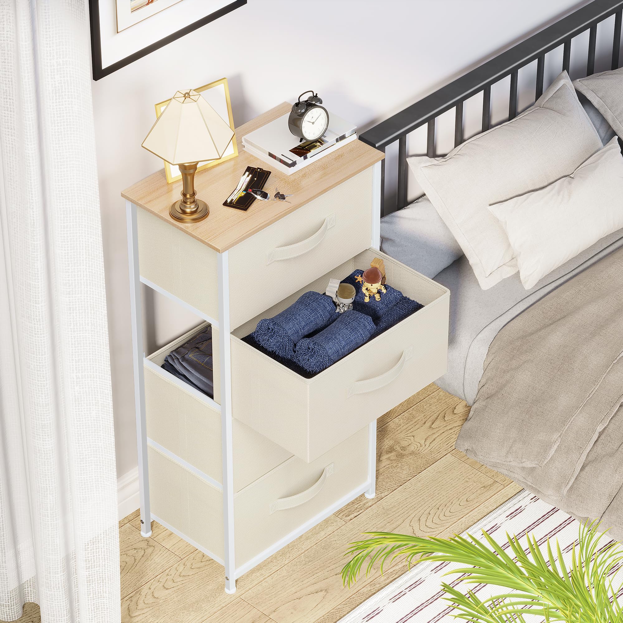 YITAHOME Kleine Ladekast Met 4 Laden, Stoffen Dressoirs Gemakkelijk Trekhandvat Stevig Stalen Frame Opbergladen Voor Slaapkamer Groen 2941088204 YITAHOME Kleine Ladekast Met 4 Laden, Stoffen Dressoirs Gemakkelijk Trekhandvat Stevig Stalen Frame Opbergladen Voor Slaapkamer Groen 2941088204