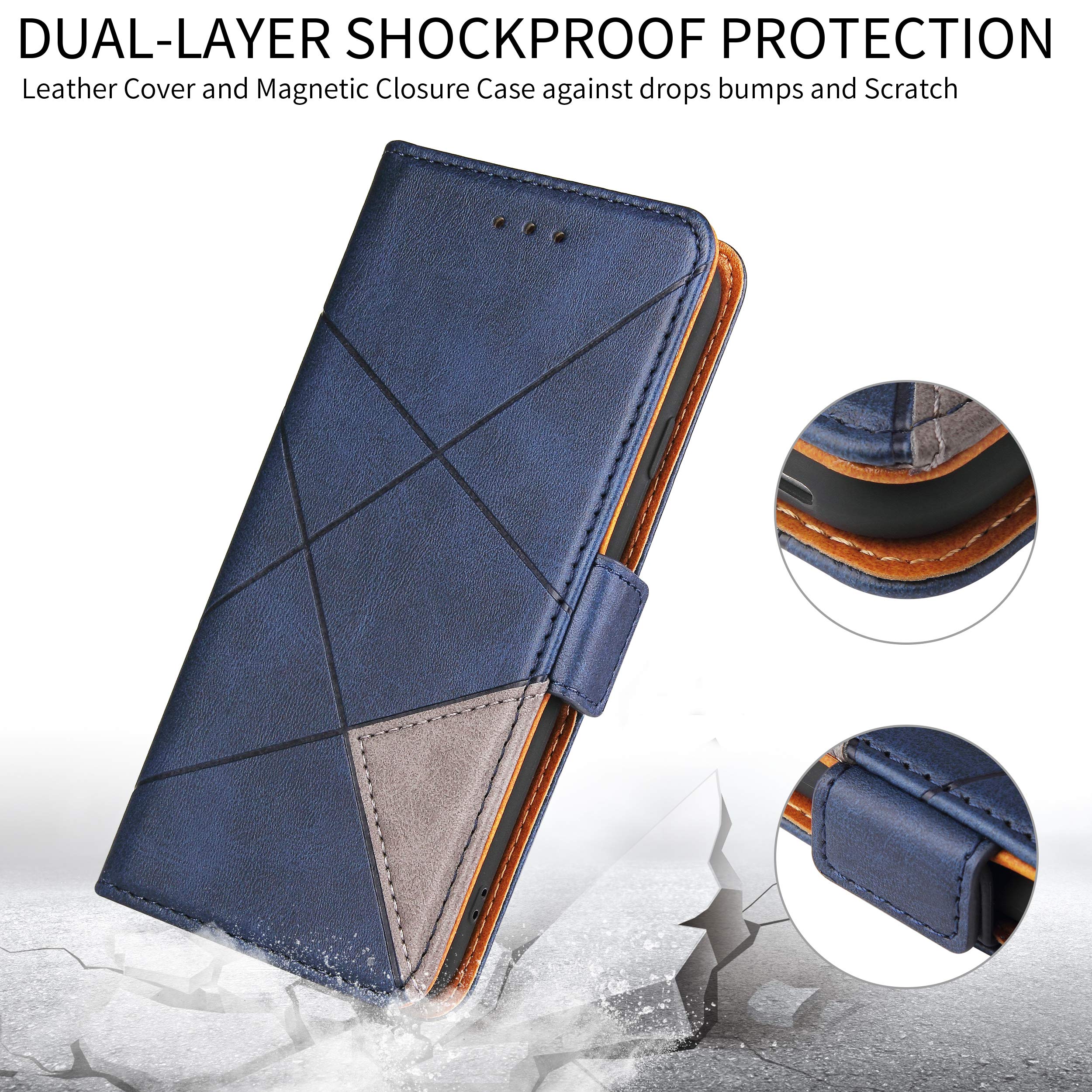 BININIBI Custodia per iPhone SE 2020 Custodia, iPhone 7, iPhone 8, in pelle, con chiusura a linguetta, per iPhone 7/8/SE 2020, blu