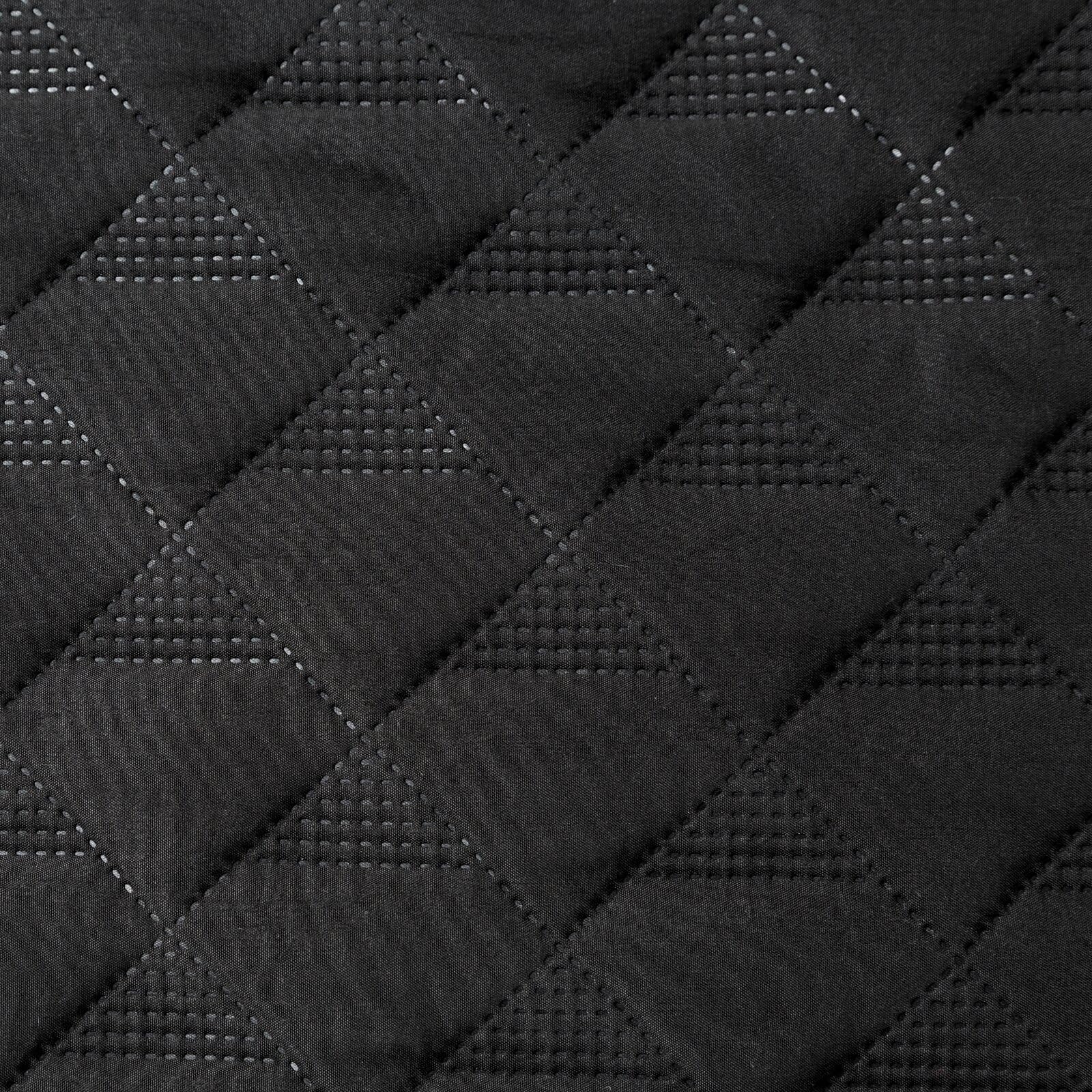 Eurofirany Couette matelassée à losanges - Élégante - Piquage en diamants - Volant - Style maison de campagne - Couvre-lit Vanesa (noir, 200 x 220 cm)