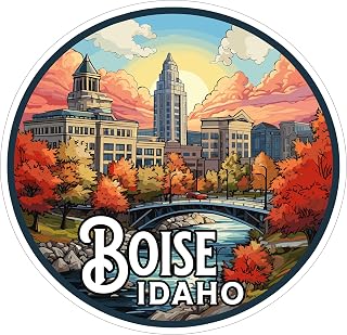 Boise Idaho Sticker 4 Inch Travel Souvenir City Destination - Waterproof Vinyl Decal for Laptop Water Bottle Car Tumbler - Durable Aesthetic Long-Lasting Stickers for Adults ID44990