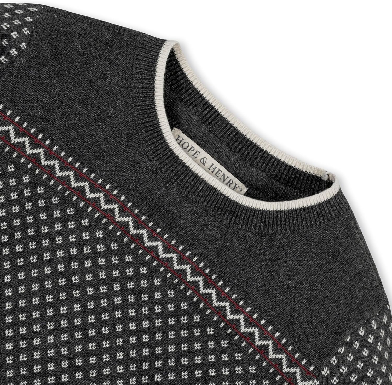 Hope & Henry Boys' Long Sleeve Crew Neck Pullover Sweater