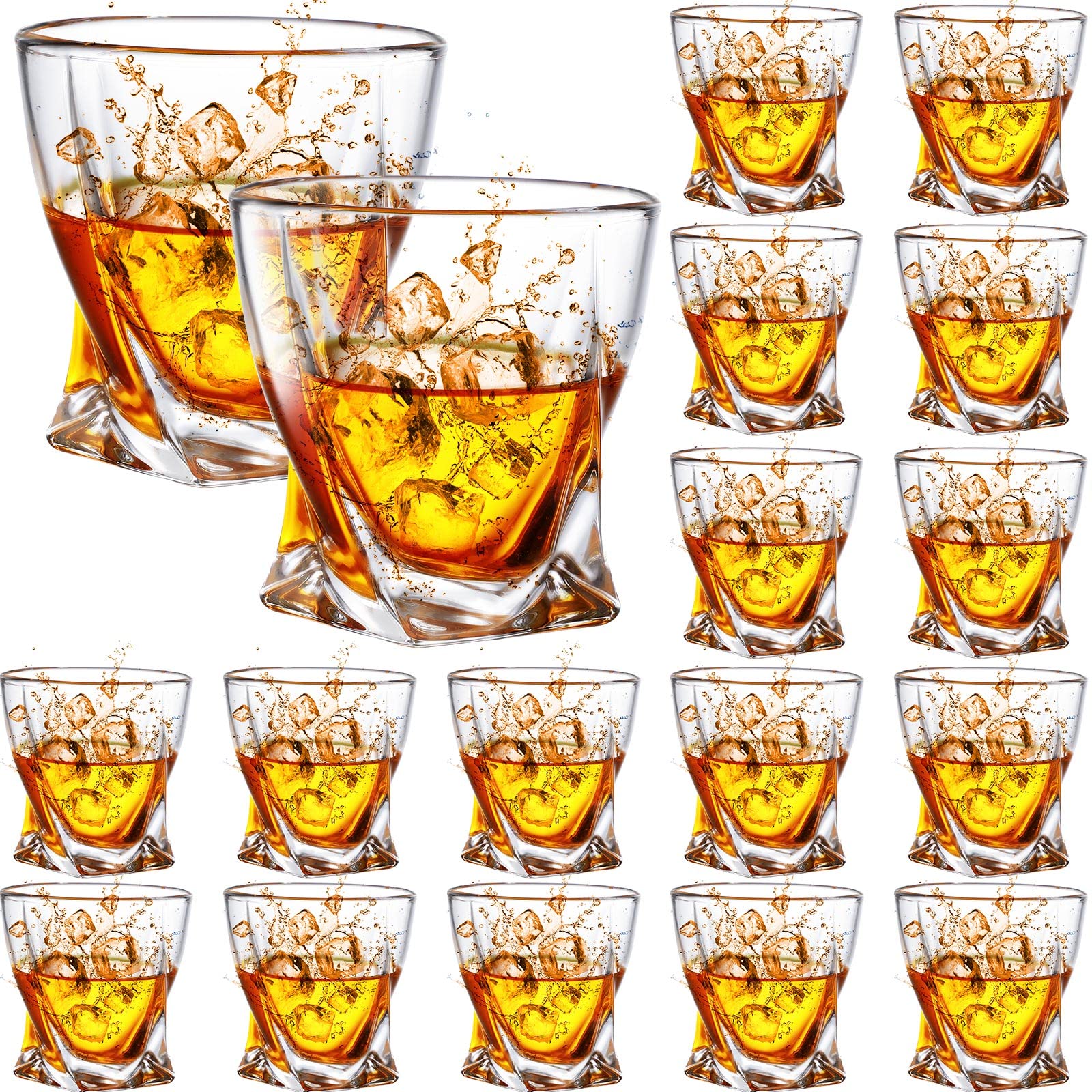 Mumufy 18 Pieces Whiskey Glasses Old Fashioned Glasses Bulk Crystal