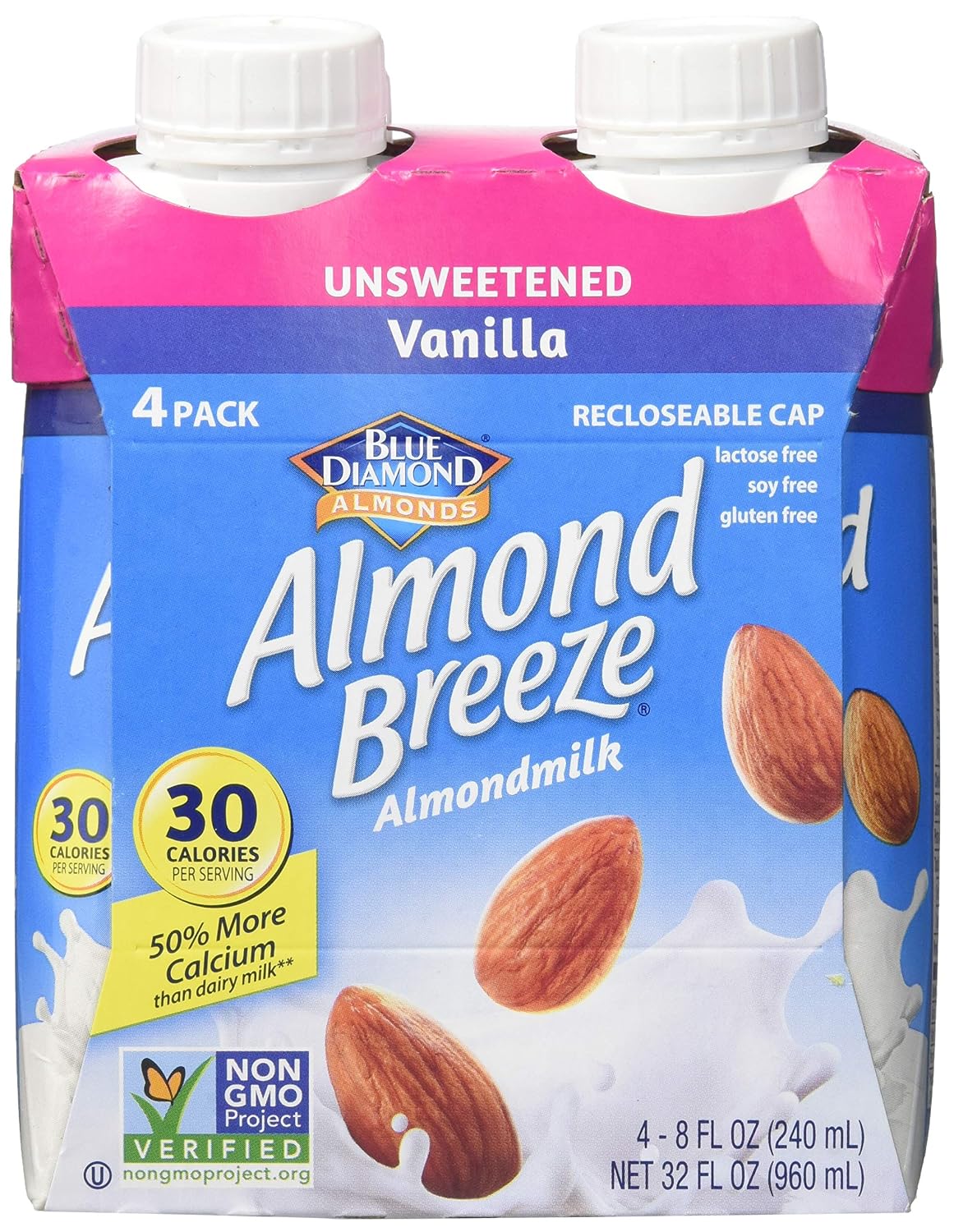 BLUE DIAMOND: Almond Breeze Unsweetened Vanilla Pack of 24, 192 oz