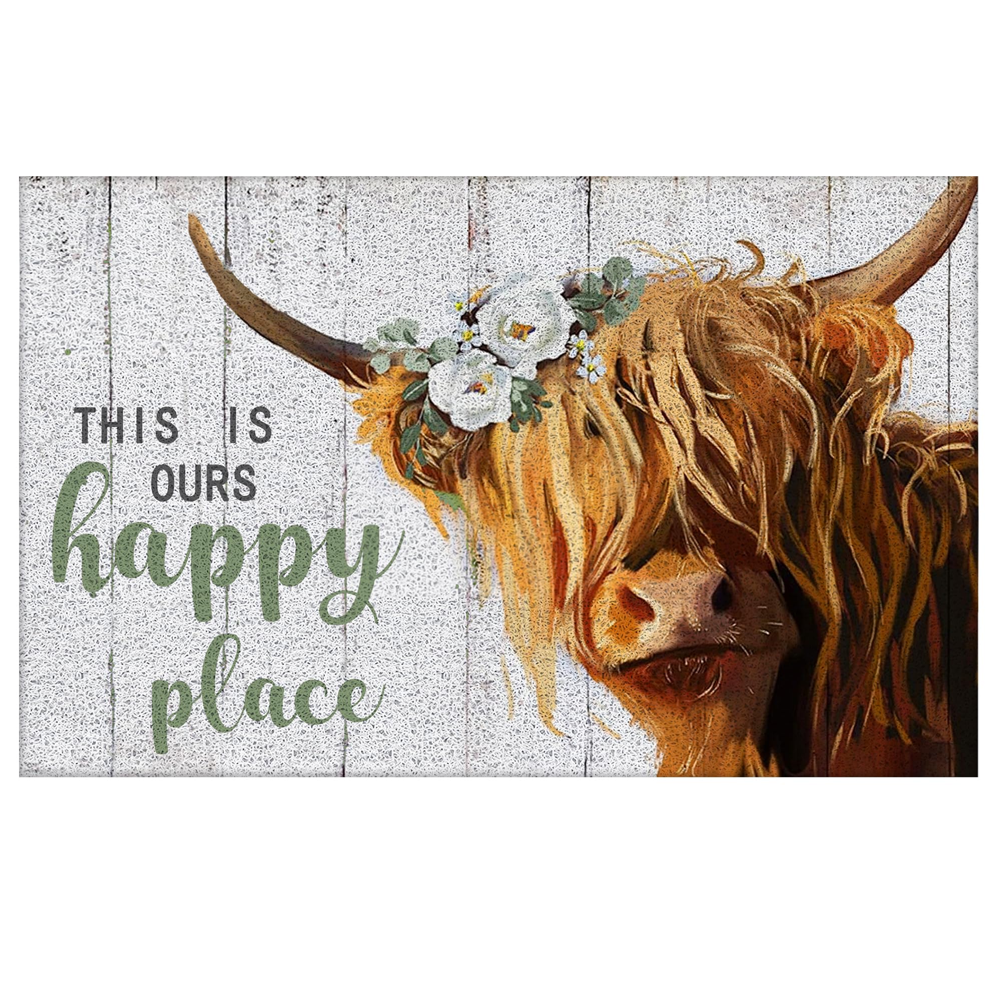 Supwhd Rustic Highland Cow Doormat - 17x30 Inch Indoor/Outdoor Entrance Mat - View #8