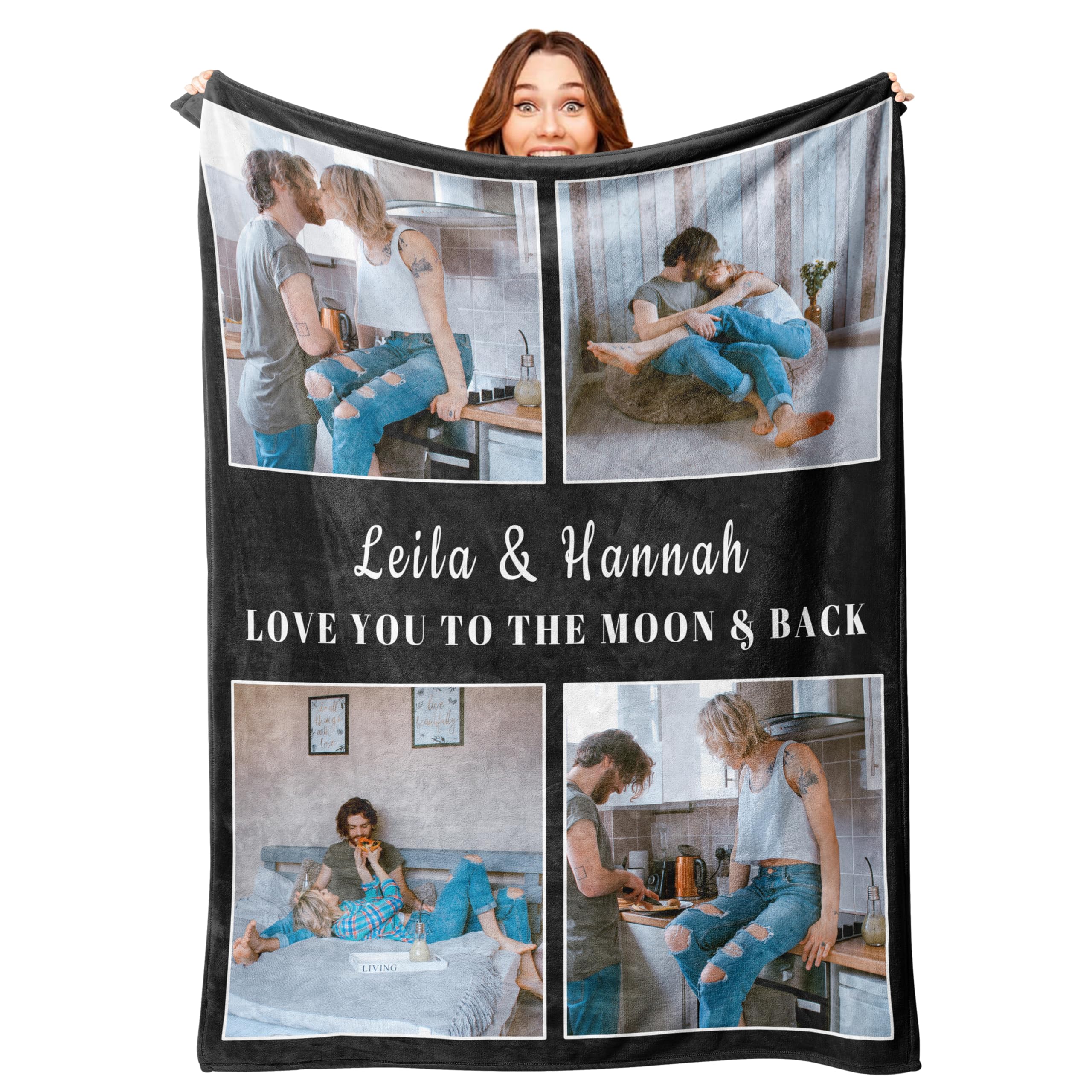 Mraxovid Personalised Blanket Custom Photos Blanket Memory Gift with Photo Text Collage Customized Blankets Gift for Family Mom Dad Kids Wife Friends โ image 1