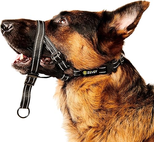 Vista 18 de Collar ajustable para cabeza de perro con correa de seguridad, collar acolchado suave para perros pequeños, medianos y grandes, arnés para perro sin