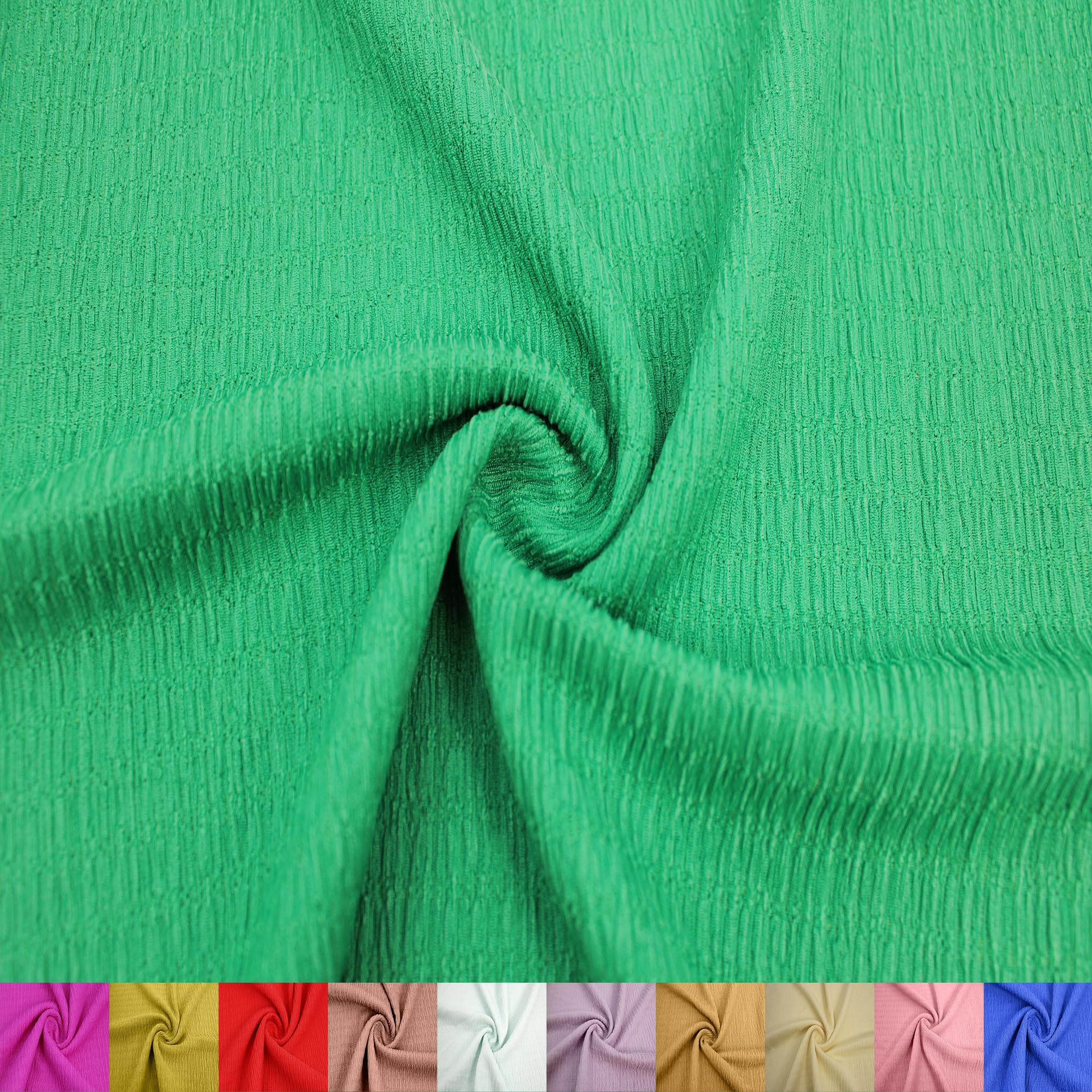 Texco Inc Tela de punto ligera de rayón de poliéster jacquard elástico mínimo, ropa para proyectos de bricolaje, verde Kelly 10 yardas