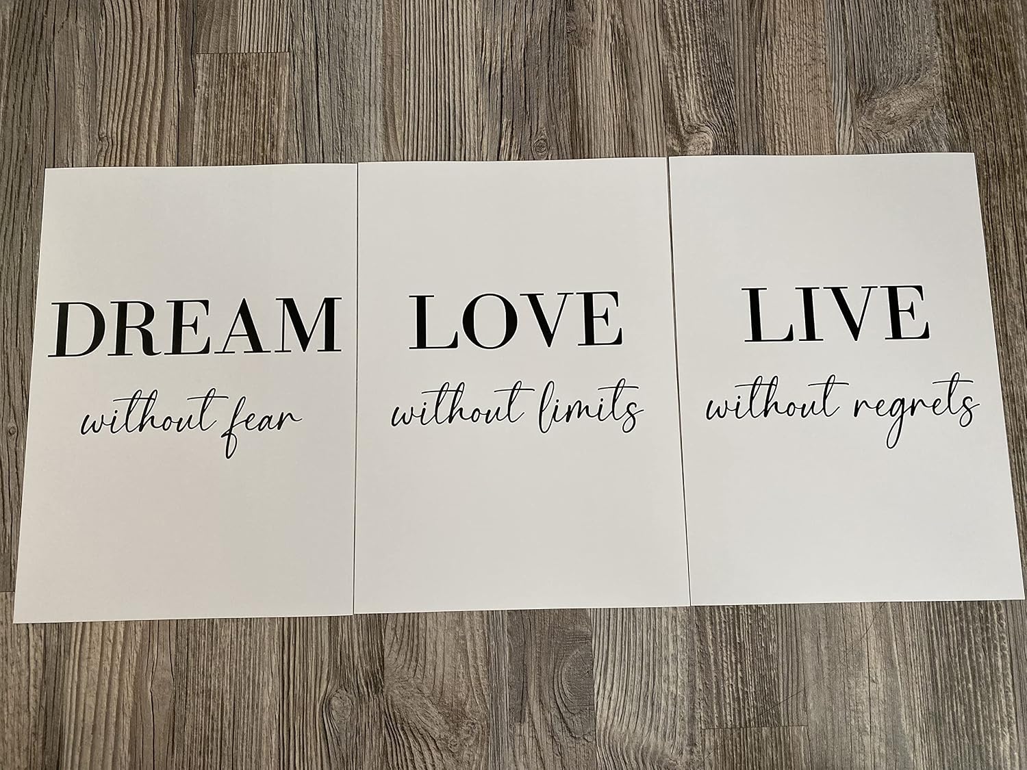 Dream Love Live Quotes set of 3 Unframed Prints, Home Decor Wall Art, Dream Without Fear, Love Without Limits - Image 4