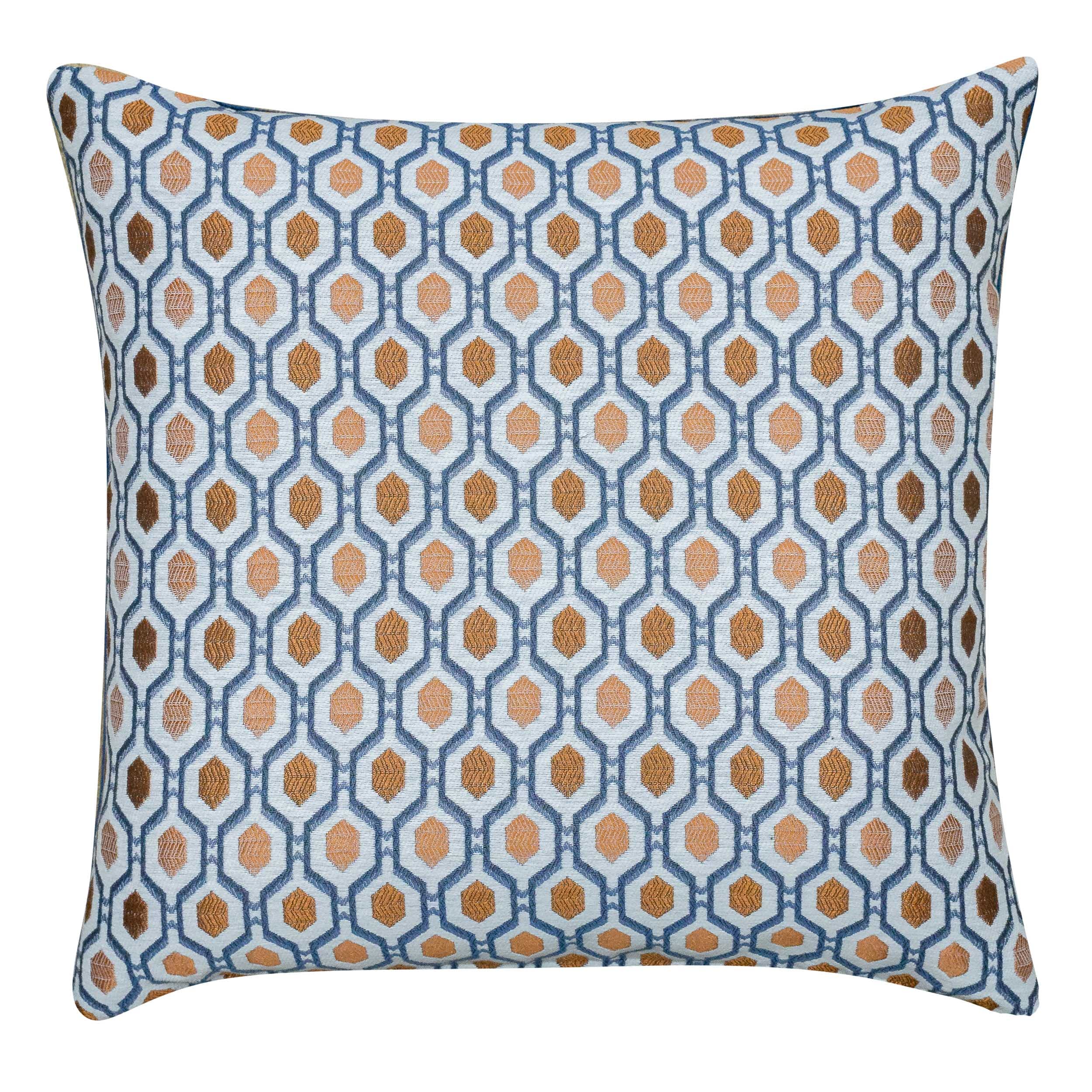 Linen Loft Cosmo Diamond Cushion Cover in Spice and Navy. Modern Geometric Small-Scale Design in Burnt Orange & Indigo Blue. 17x17 Cushion Cover Only.