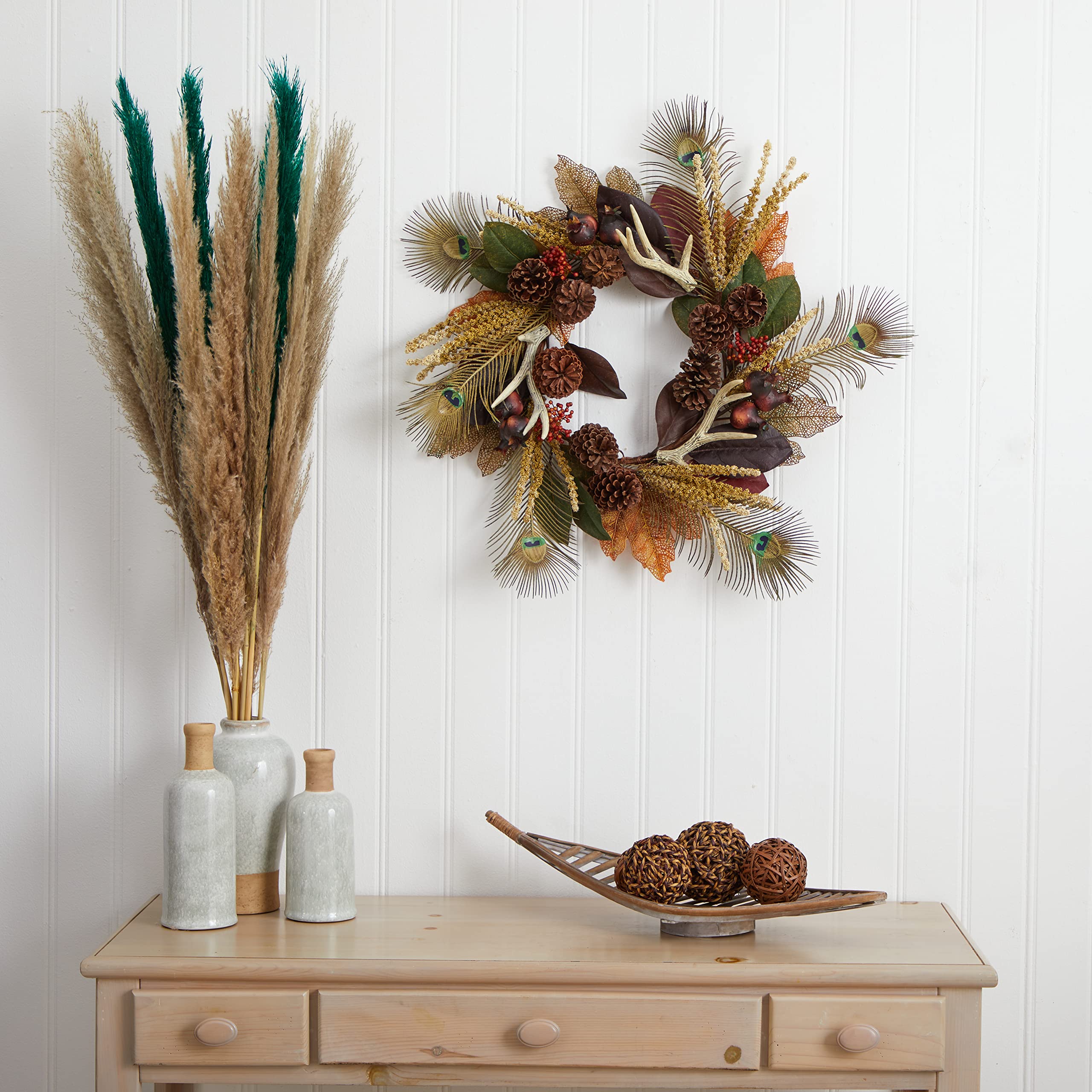 Ghirlanda Autunnale 66 Cm - Foglie Bosso Artificiale, Per