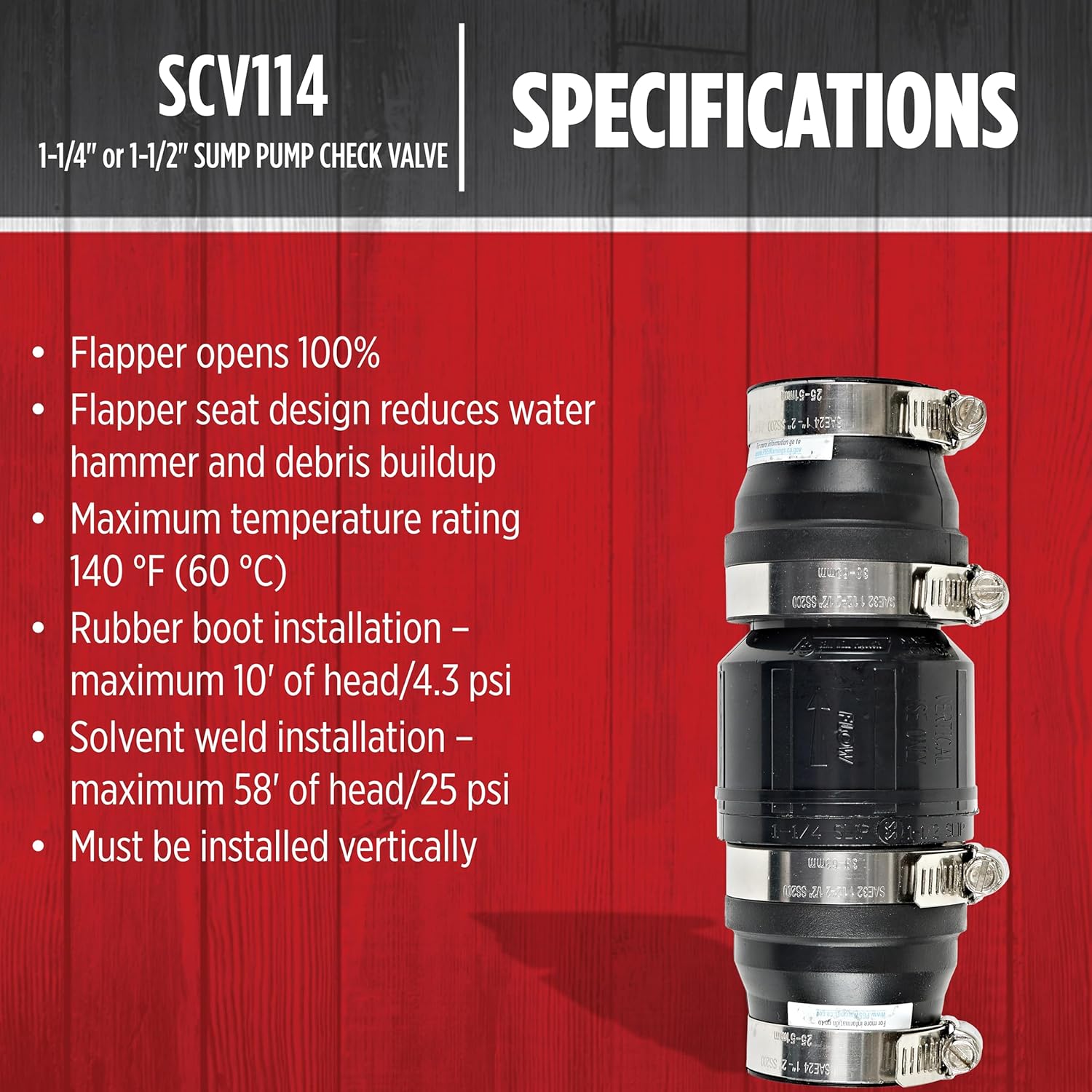 Red Lion SCV114 Check Valve Specifications List