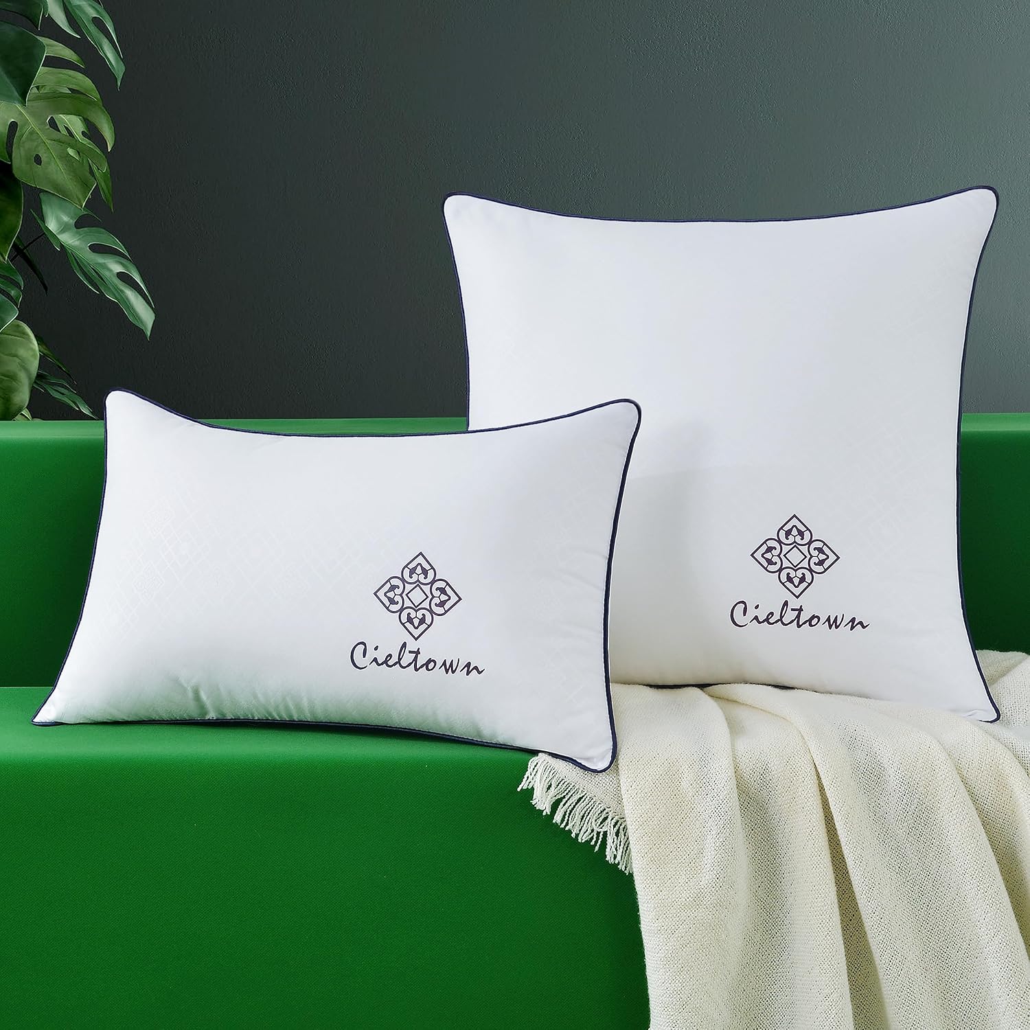 Throw Pillows for Couch 18x18 Pillow Inserts Set of 2 White Euro Square Decorative Pillows for Bed Sofa Living Room Cojines Decorativos para Sala Cama (Navy Blue, 18 x 18 Inch Pack of 2)