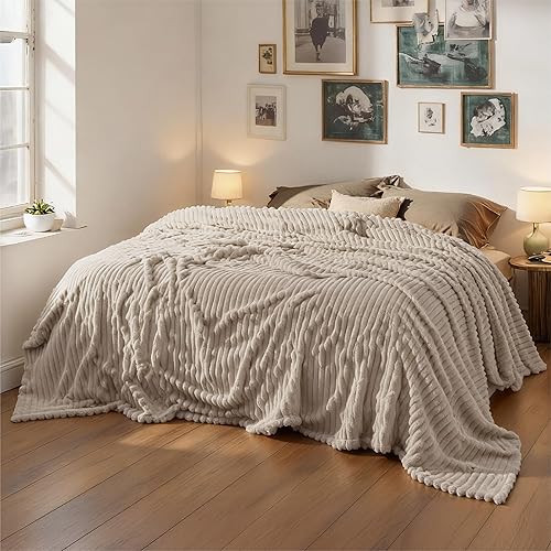 Miniatura 390 de Bedsure GentleSoft Twin Blanket for Couch - Cozy Soft Blankets for Women, Cute Small Fleece Throws for Girls, Light Grey, 60x80 Inches