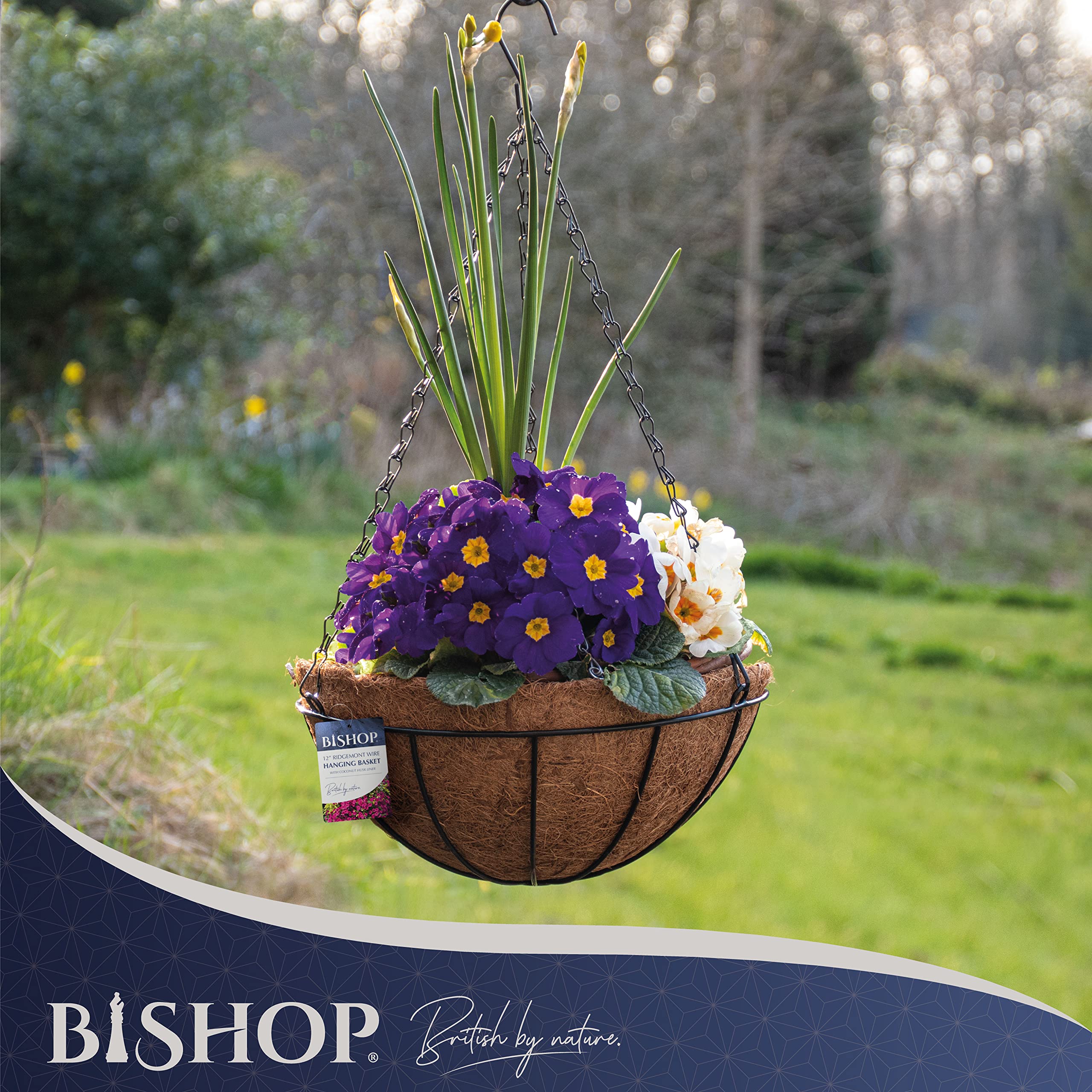 Spetebo Cesto per piante da appendere, in set da 3 pezzi, in vimini – 31,5, 25 e 20,5 cm – Fioriera sospesa con catena, vaso da fiori con pellicola