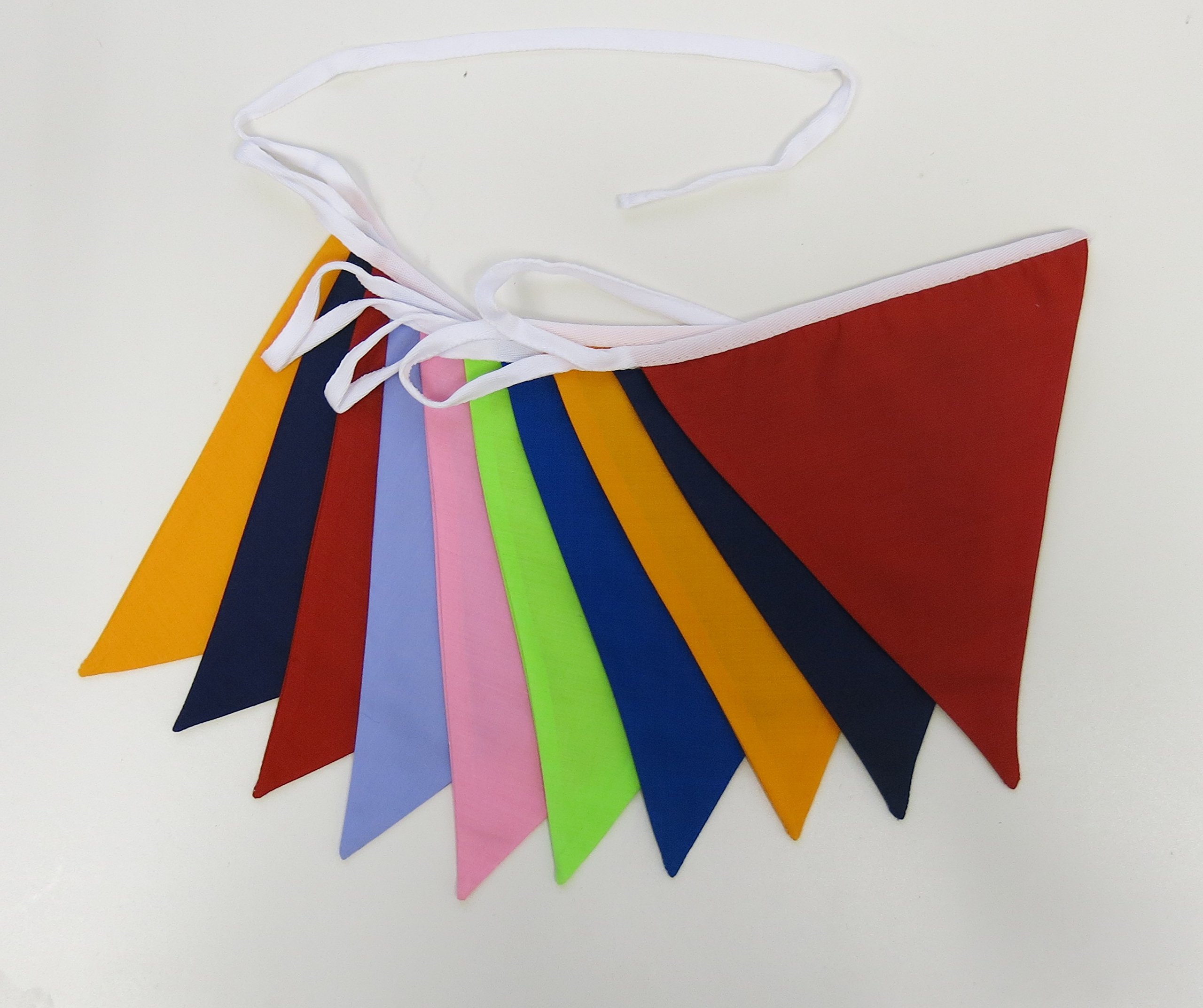 3m Multi Plain bunting - double sided fabric bunting