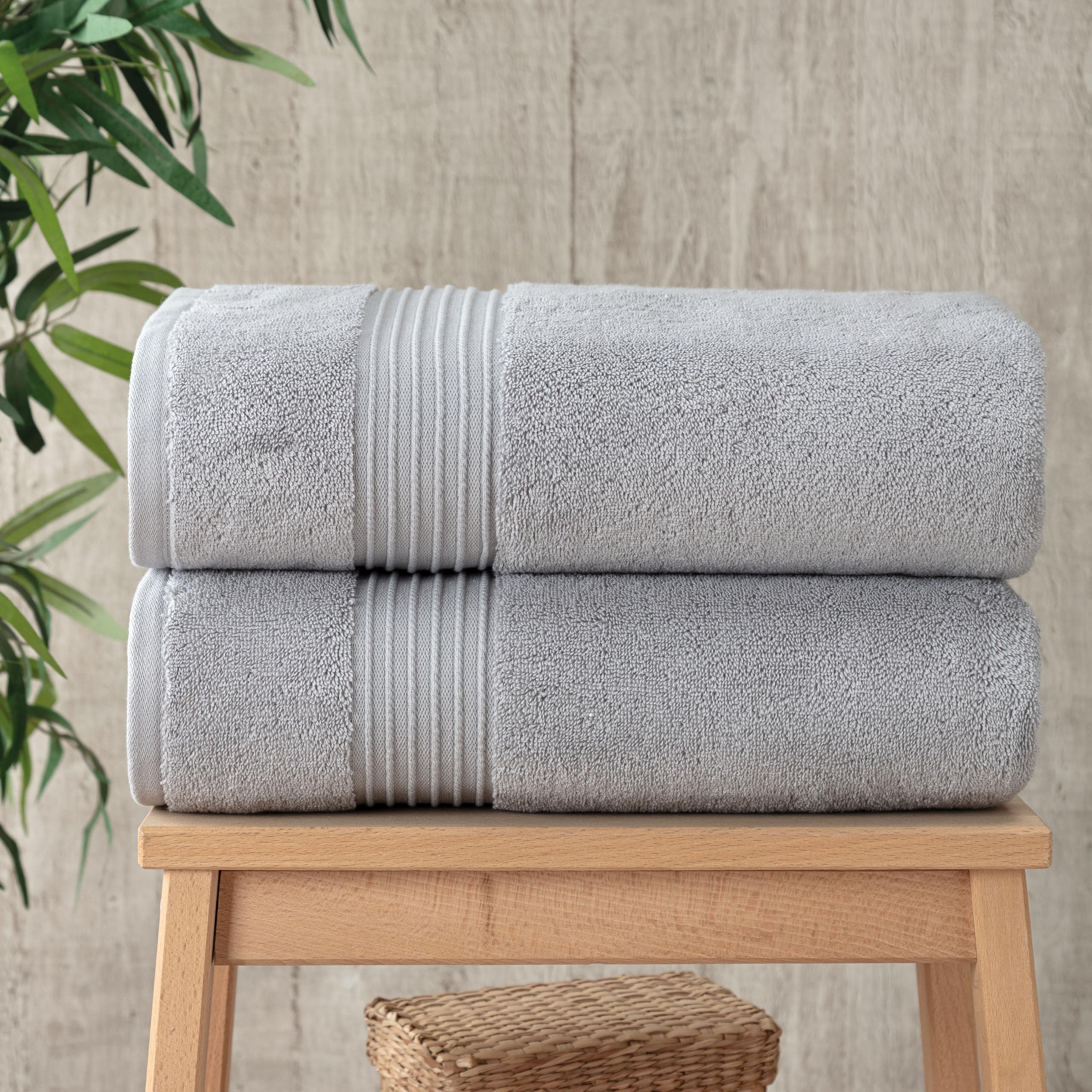 Milara - Toallas de baño superafelpadas, algodón turco, juego de 2 piezas, color gris plateado, 27 x 54 pulgadas, 700 GSM, toallas de baño de alta calidad