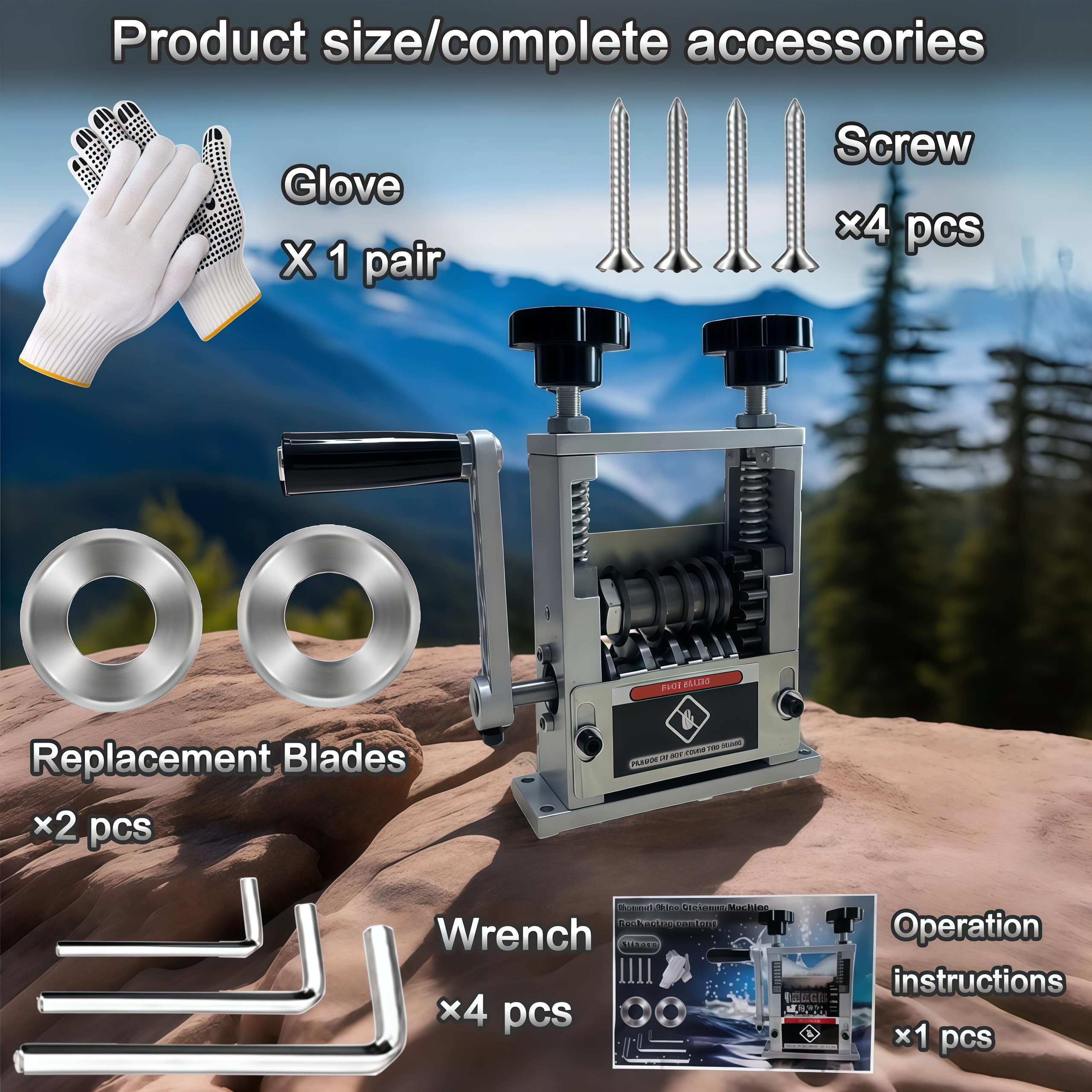 Máquina peladora de cables manual, herramienta peladora de alambre de manivela con 6 canales y 5 cuchillas, herramienta peladora de cables para alambre de chatarra de 0.08 a 0.67 pulgadas, máquina