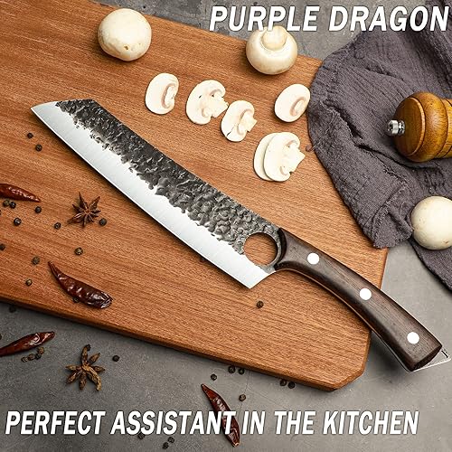 Miniatura 3 de Purple Dragon Cuchillo para cortar verduras de espiga completa de 8.5 pulgadas con cuchillo de filete de pescado de 5 pulgadas, idea de regalo