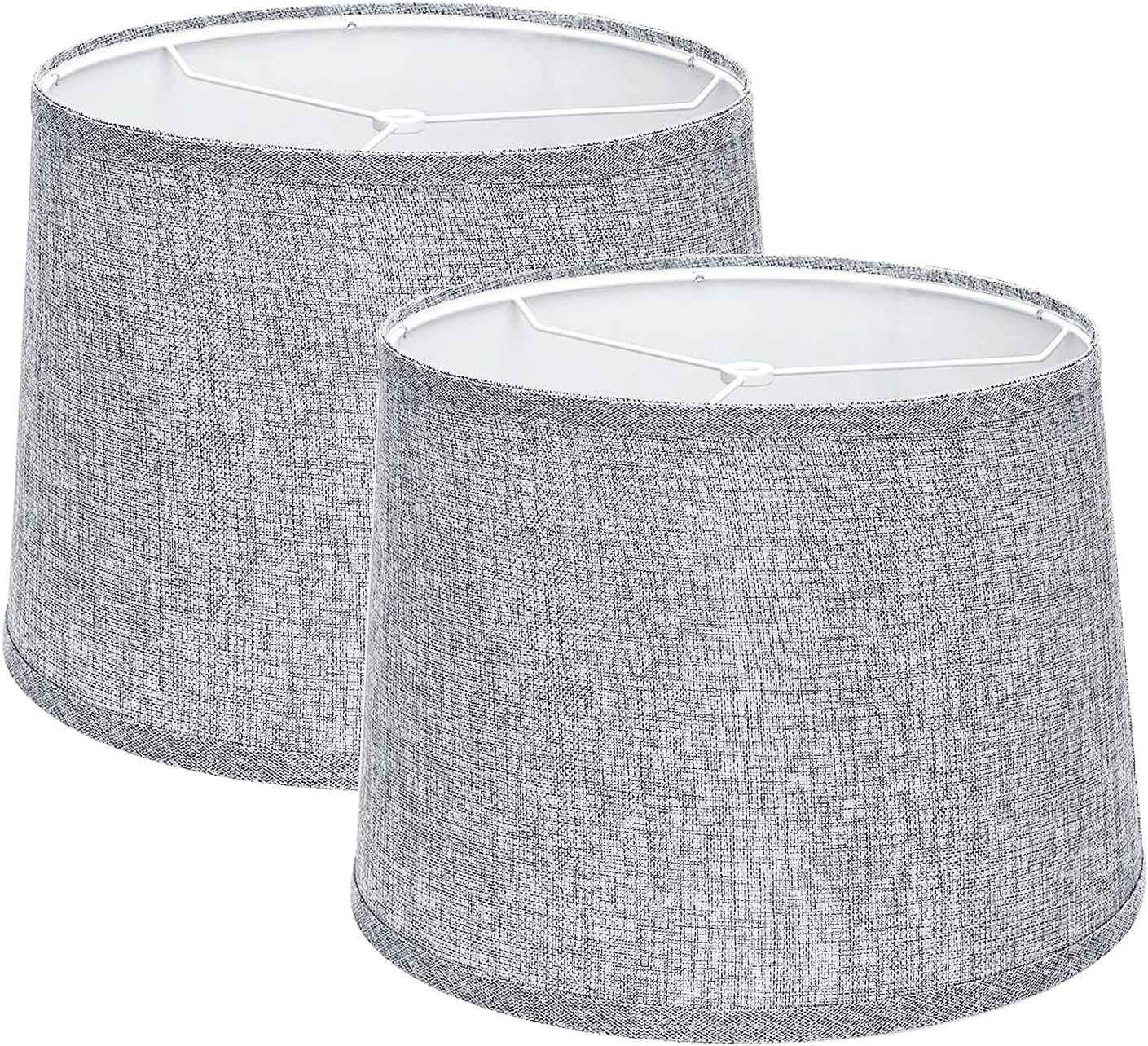Gray Lamp Shades Set of 2, 11.6" Top x 12.6" Bottom x 9.8" High, Medium