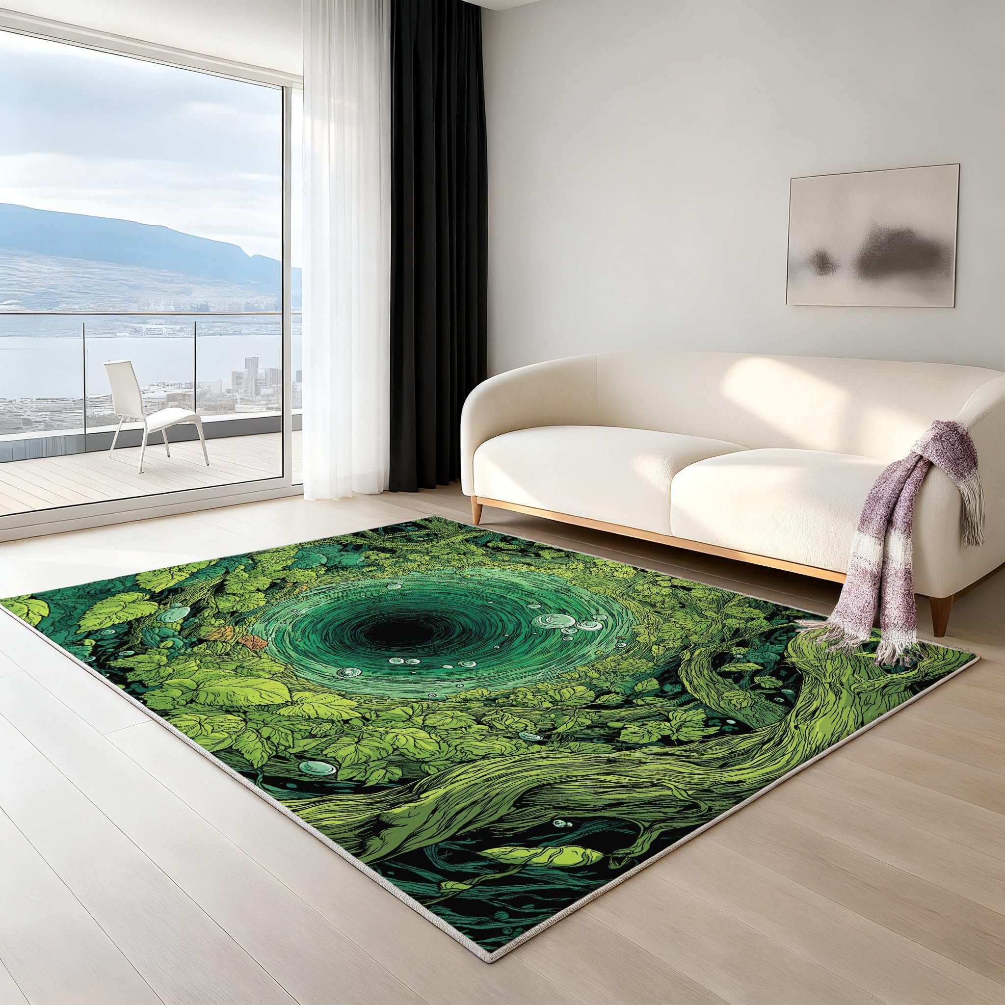 Générique 80 x 150cm Tapis Botanique Manga Gaming Imprimé Forêt Tourbillon/Tourbillon Tapiss & Tapis antidérapant Magique intégré pour Couloir Entrée Salon Chambre Bureau