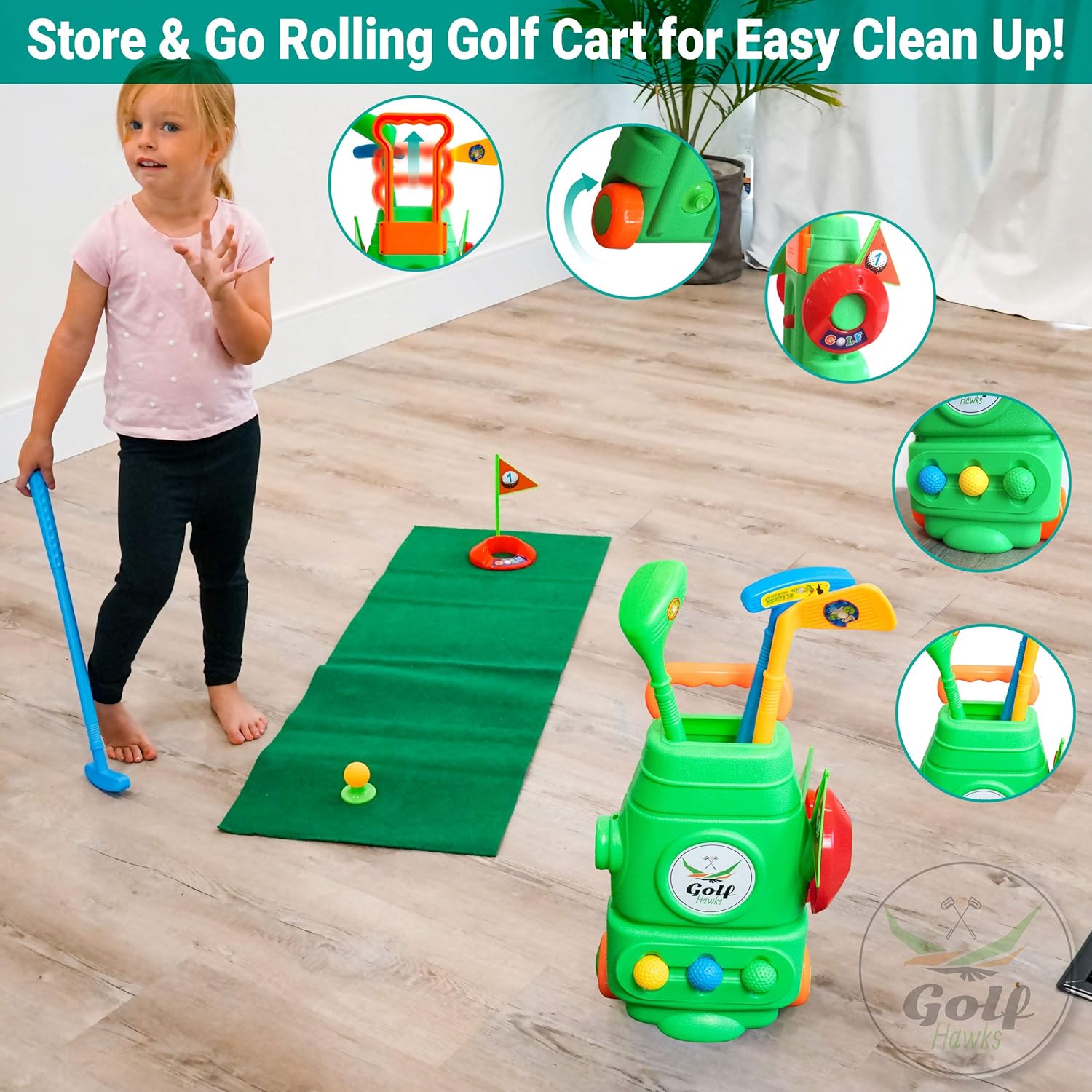 (Lab Tested) - Premium Kids Golf Clubs 3-5 - Kids Golf Set - Toy Golf Set - Toddler Golf Set - Golf Toys for Kids - Mini Golf Set - Baby Toddler Golf Clubs - Plastic Play Golf Clubs - Age 3 4 5 6 : Toys & Games