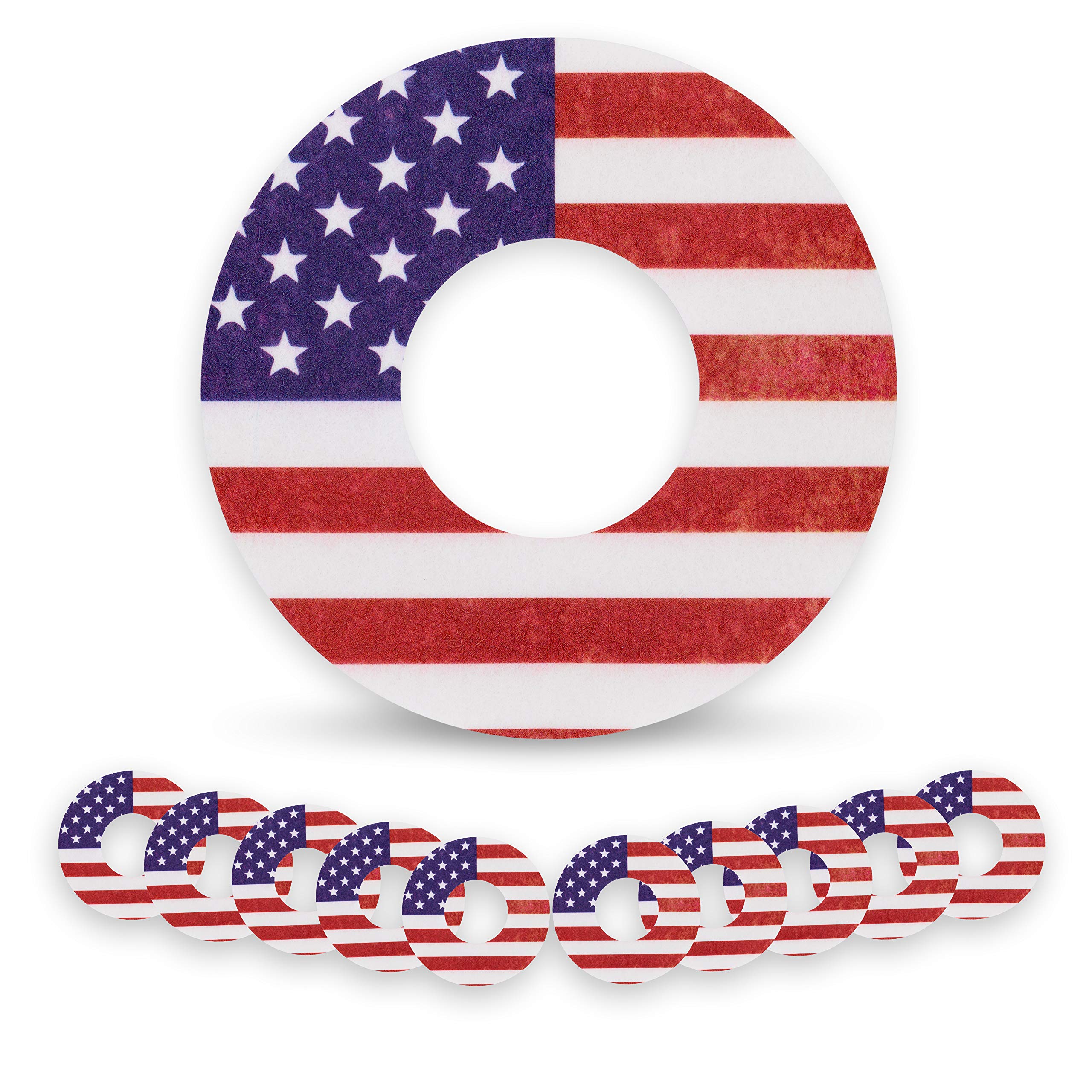 ExpressionMedAdhesive Patch for Libre (10-Pack) - Made in The USA, Waterproof, Split Backing, CGM Tape (US Flag)