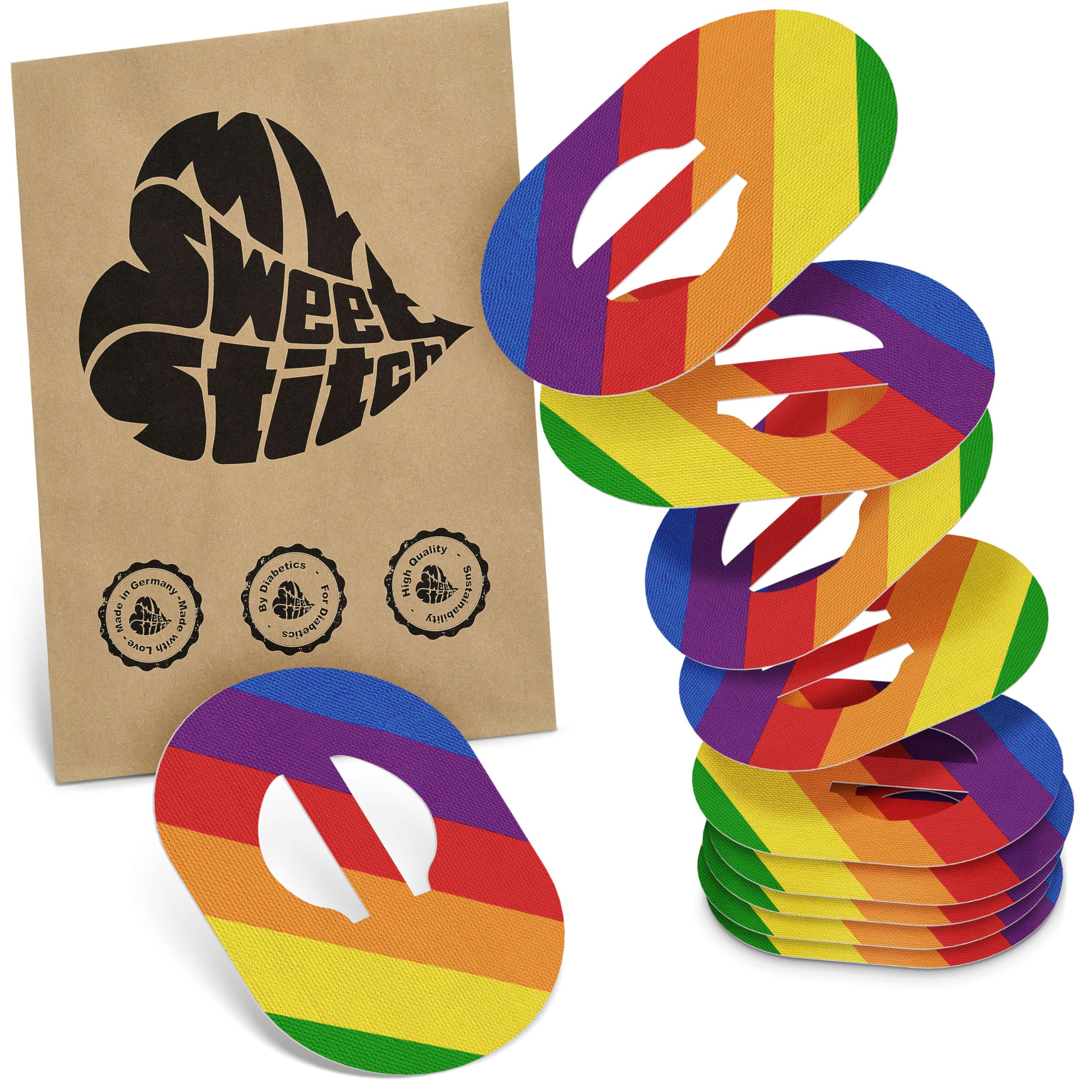 MySweetStitchFixation Patch Enlite - Guardian (10 Pieces) | Made in Germany | Outside Ø 80 x 65mm, Inside Ø 10mm | Pride