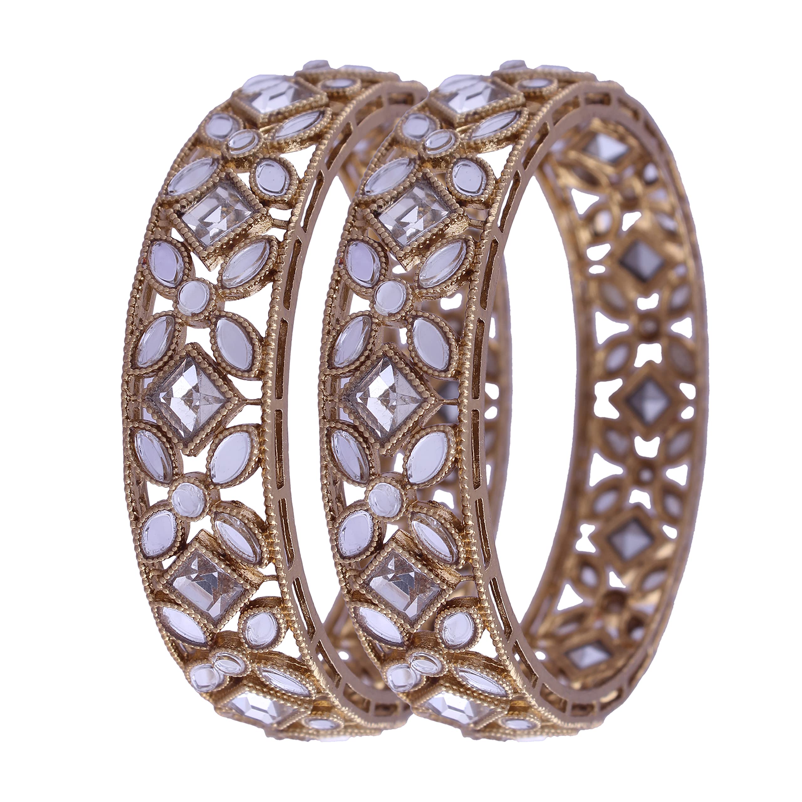 I Jewels Gold Plated Plated Traditional Kundan Studded Kada Bangles for Women (ADB326W-b) (Set of 2) (B0B6BVJDG5) Amazon Price History, Amazon Price Tracker