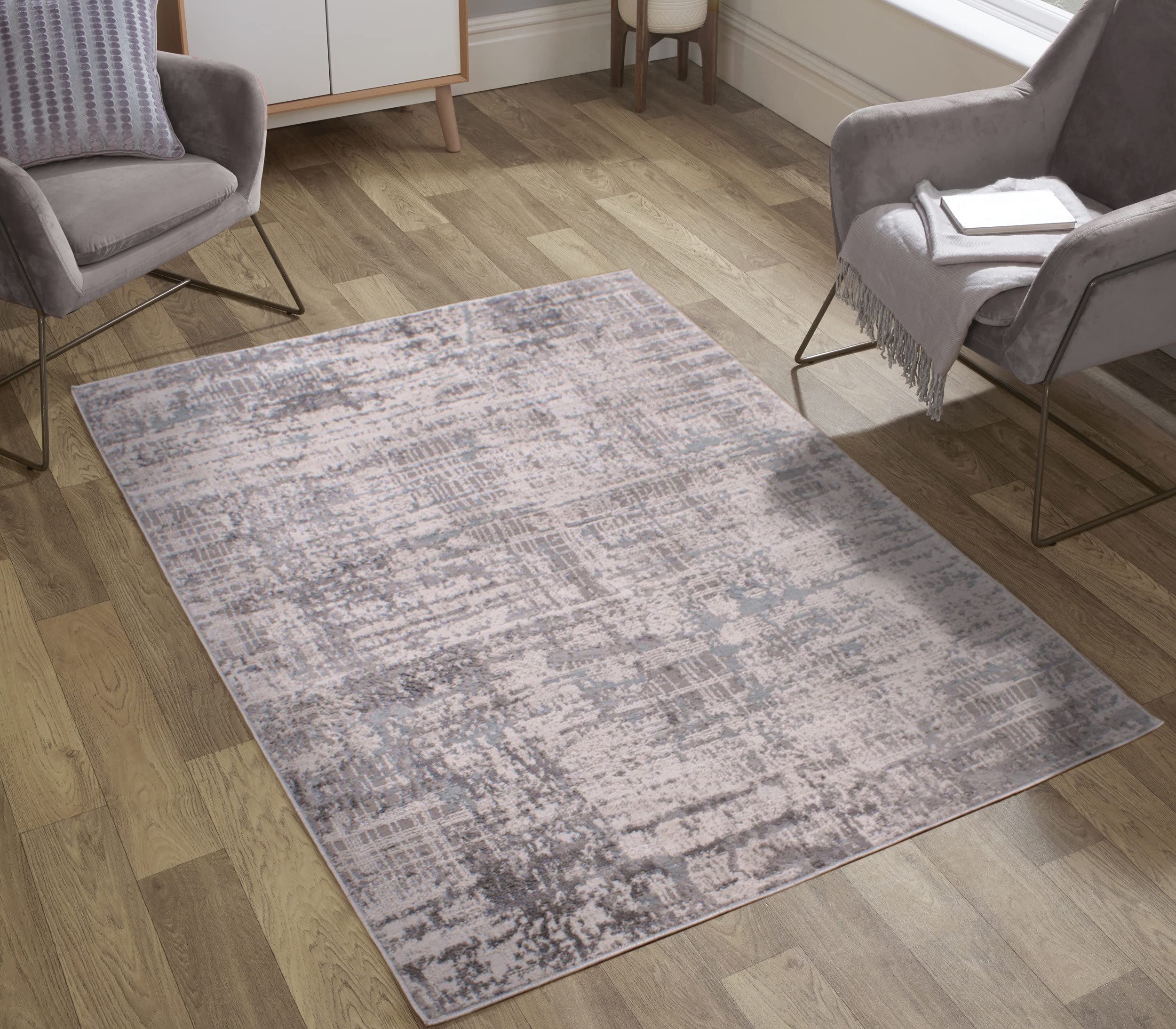 Odyssey Earth Modern Abstract Design Rug Hallway Runner in Green, Blue, Grey, Gold and Pink (Blue, 66x230 cm (2'5''x7'7'') Runner)