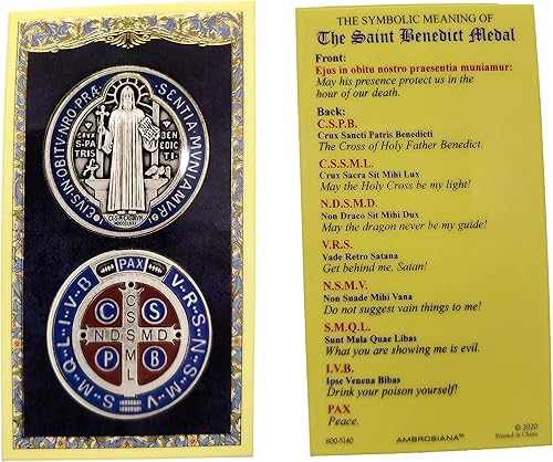 Miniatura 4 de Crucifijo Crucifijo de Cruz de San Benito 3" Chapado en Plata con Esmalte Rojo