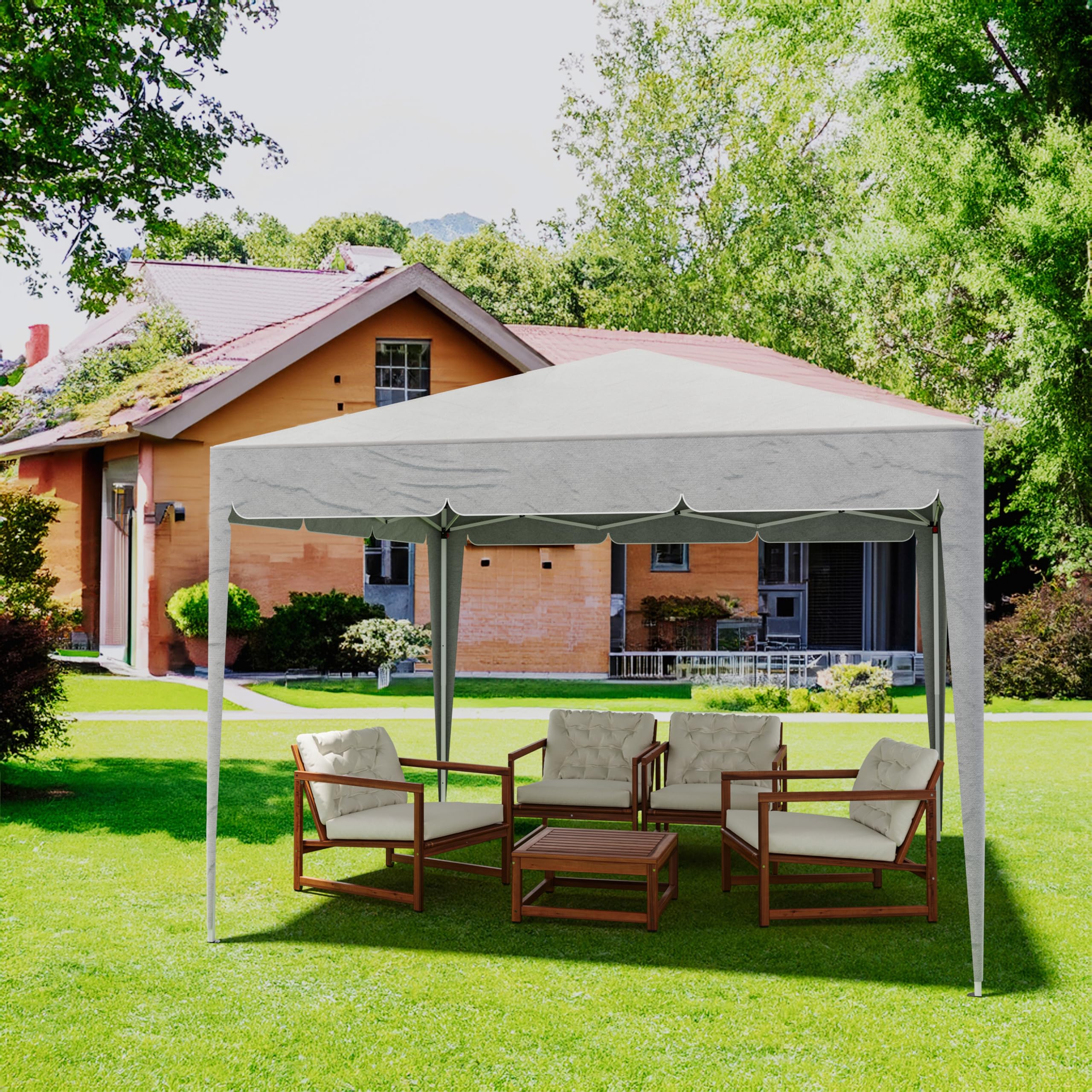 Gazebo Pieghevole 3x3m Impermeabile con 4 Sacche per Pesi e Borsa Trasporto - Chiusura a Fisarmonica per Fiere, Campeggio, Esterno, Piscina - Struttura in Acciaio - Copertura 160g/m² (Grigio)