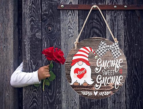 Miniatura 7 de CYNOSA Letrero de Bienvenida Intercambiable de Gnomo Estacional "Gnome Sweet Gnome", Decoración para Puerta Principal, Colgador de Puerta de Gnomo