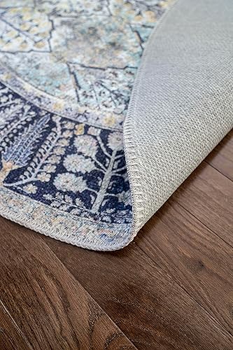 Miniatura 5 de Softwoven Rugs - Alfombra redonda de 5 pies, lavable a máquina, 90% algodón, antideslizante, apta para familias y mascotas, resistente a las