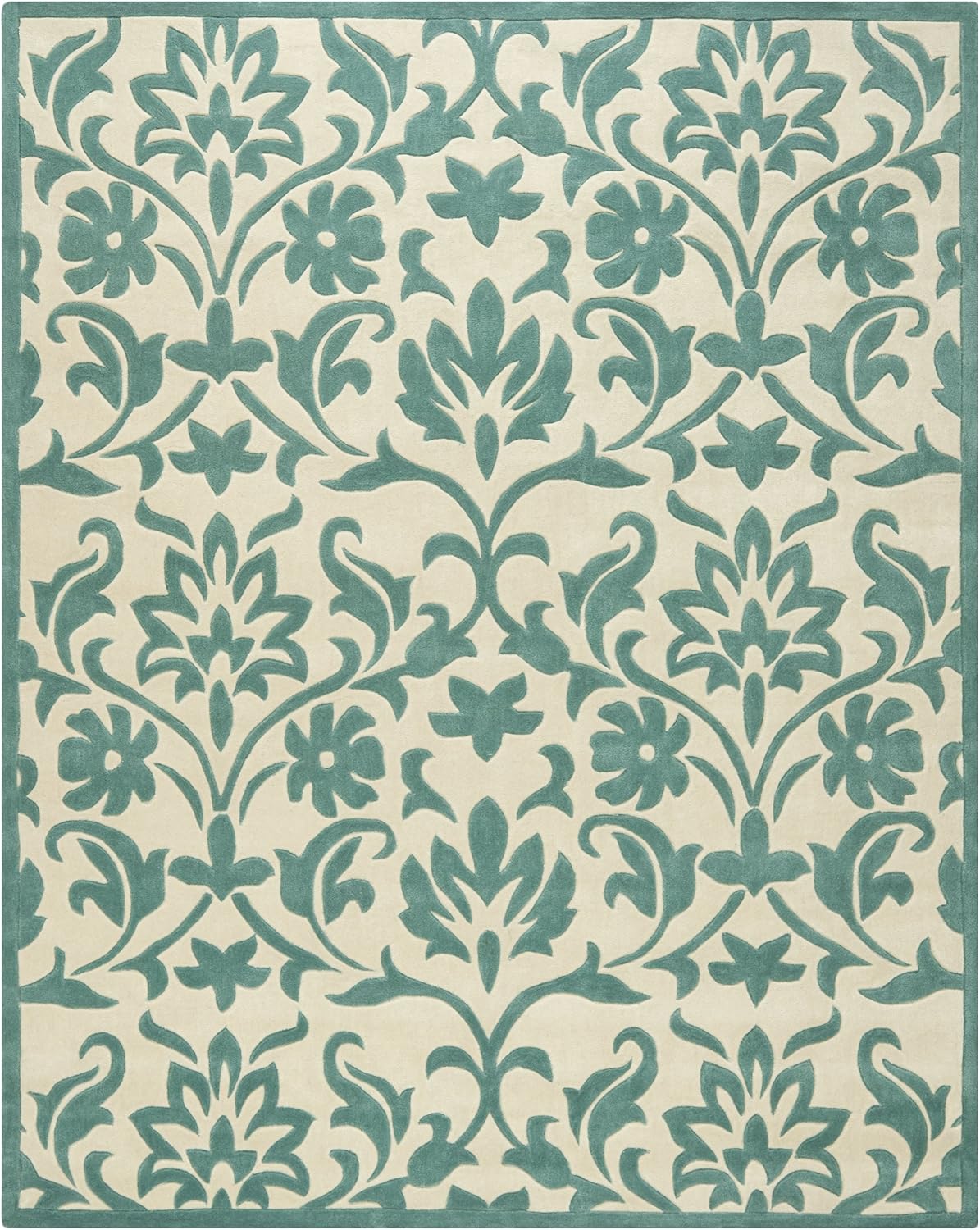 SAFAVIEH Modern Art Collection 8' x 10' Ivory Light Blue MDA635A Handmade Floral Area Rug