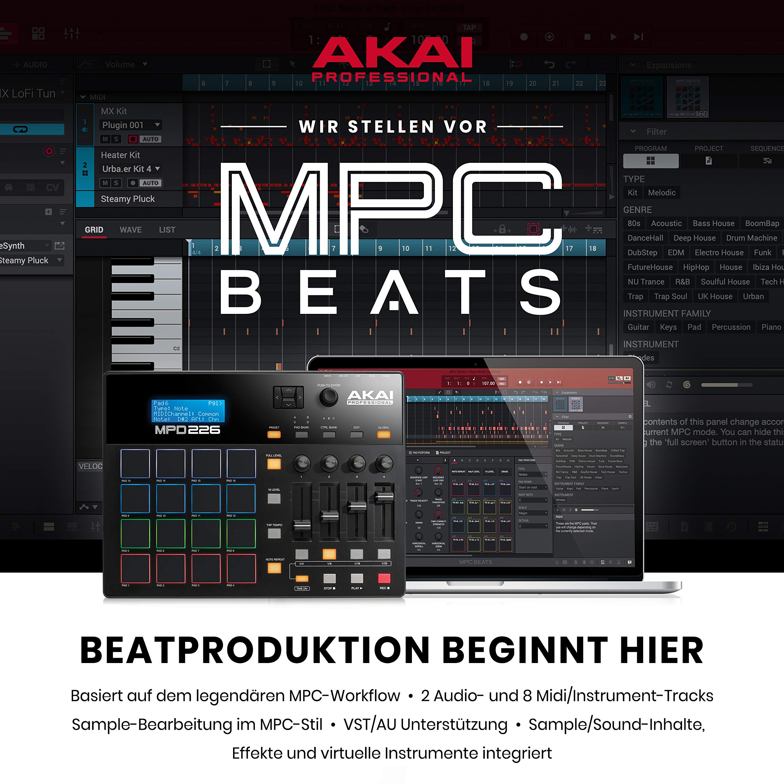 Akai Pro Professional MPD226 - USB MIDI Controller mit 16 MPC Pads