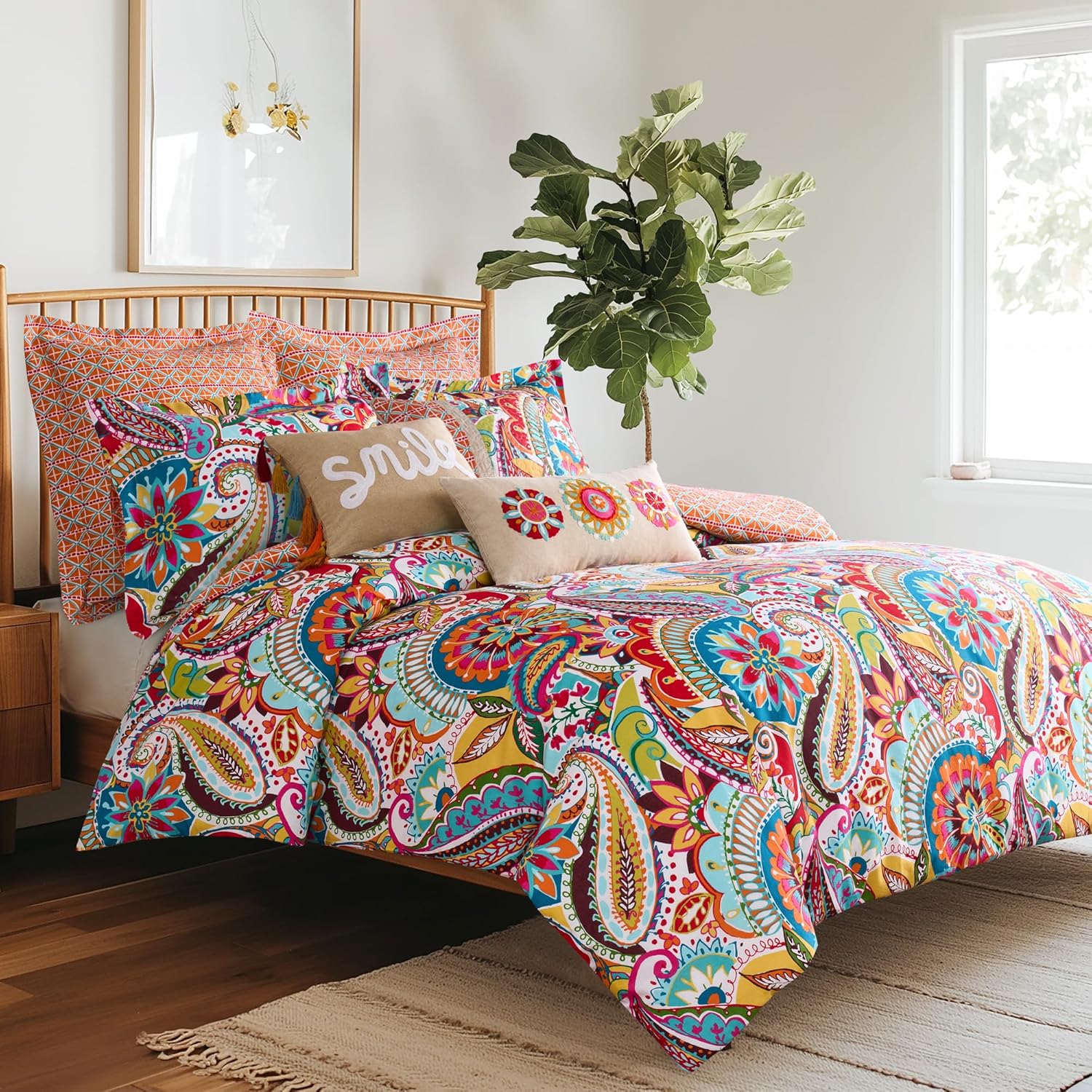 Levtex Home - Rhapsody Comforter Set - Full/Queen Comforter (90x94in.) and 2 Standard Shams (20x26in.) - Paisley Floral - Reversible - Cotton